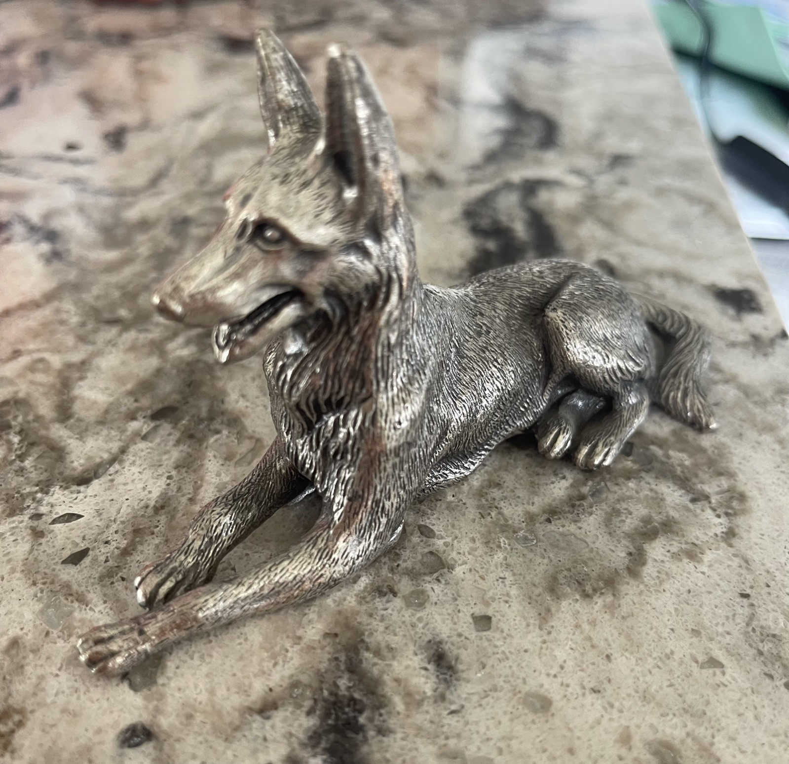 Peltro Italy Pewter German Shepherd Dog Guard Watch Miniature Figurine Peltro Italy Pewter German Shepherd Dog Guard Watch Miniature Figurine