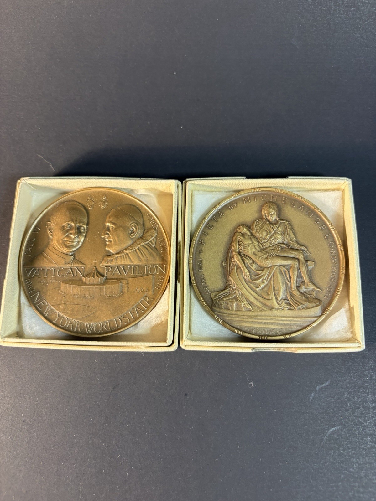 2 Vatican Pavilion New York World's Fair 1964 1965 Bronze Medal Medallic Art Co. 2 Vatican Pavilion New York World's Fair 1964 1965 Bronze Medal Medallic Art Co.