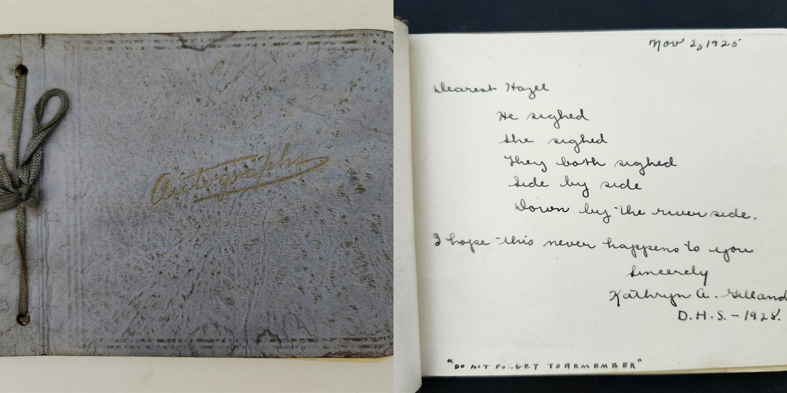 1925 antique AUTOGRAPH ALBUM downingtown pa HAZEL FREEMAN LAIRD high school 1925 antique AUTOGRAPH ALBUM downingtown pa HAZEL FREEMAN LAIRD high school