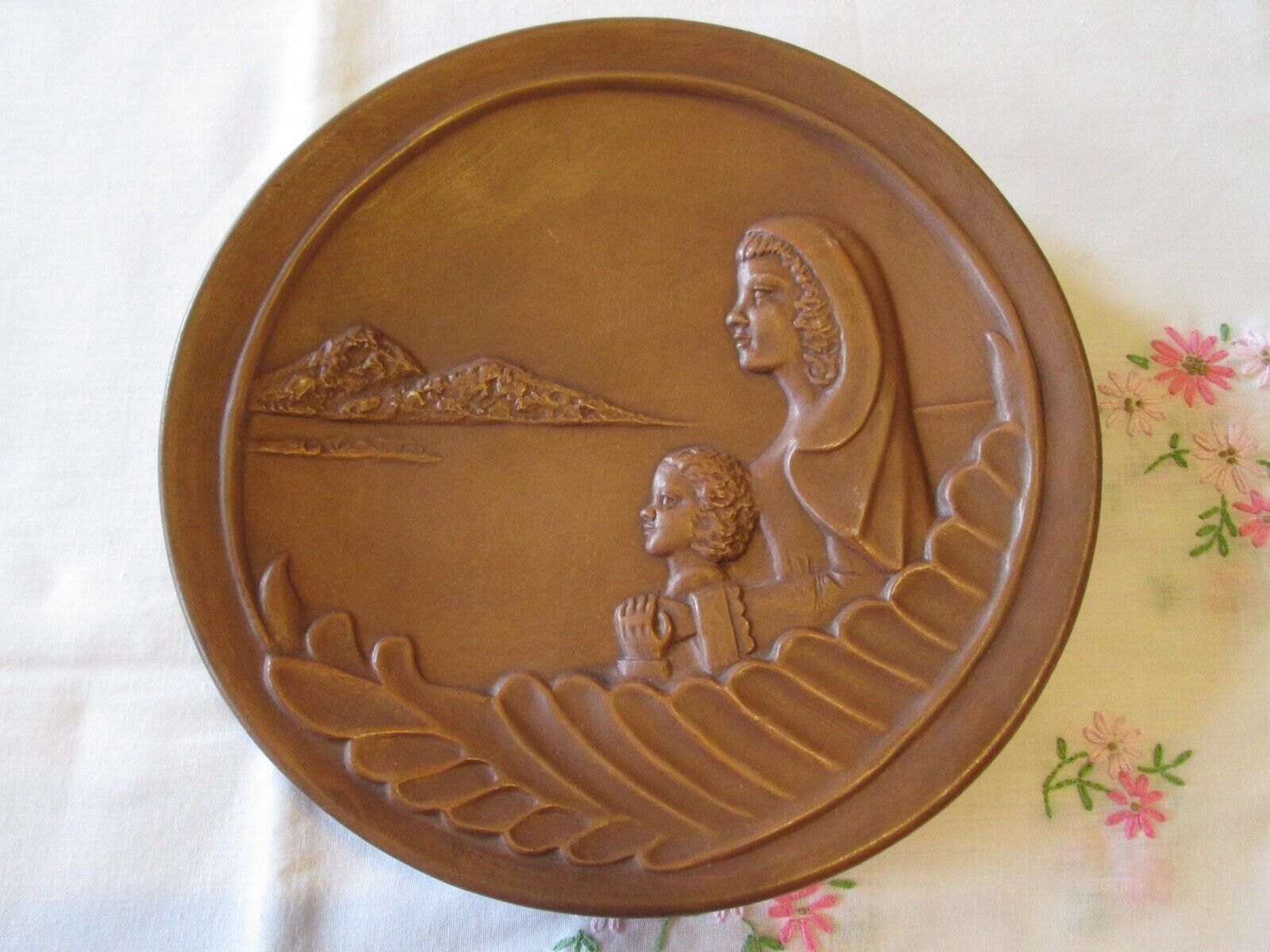Frankoma Grace Lee Frank Madonna of Love Plate 1978 Rubbed Bisque