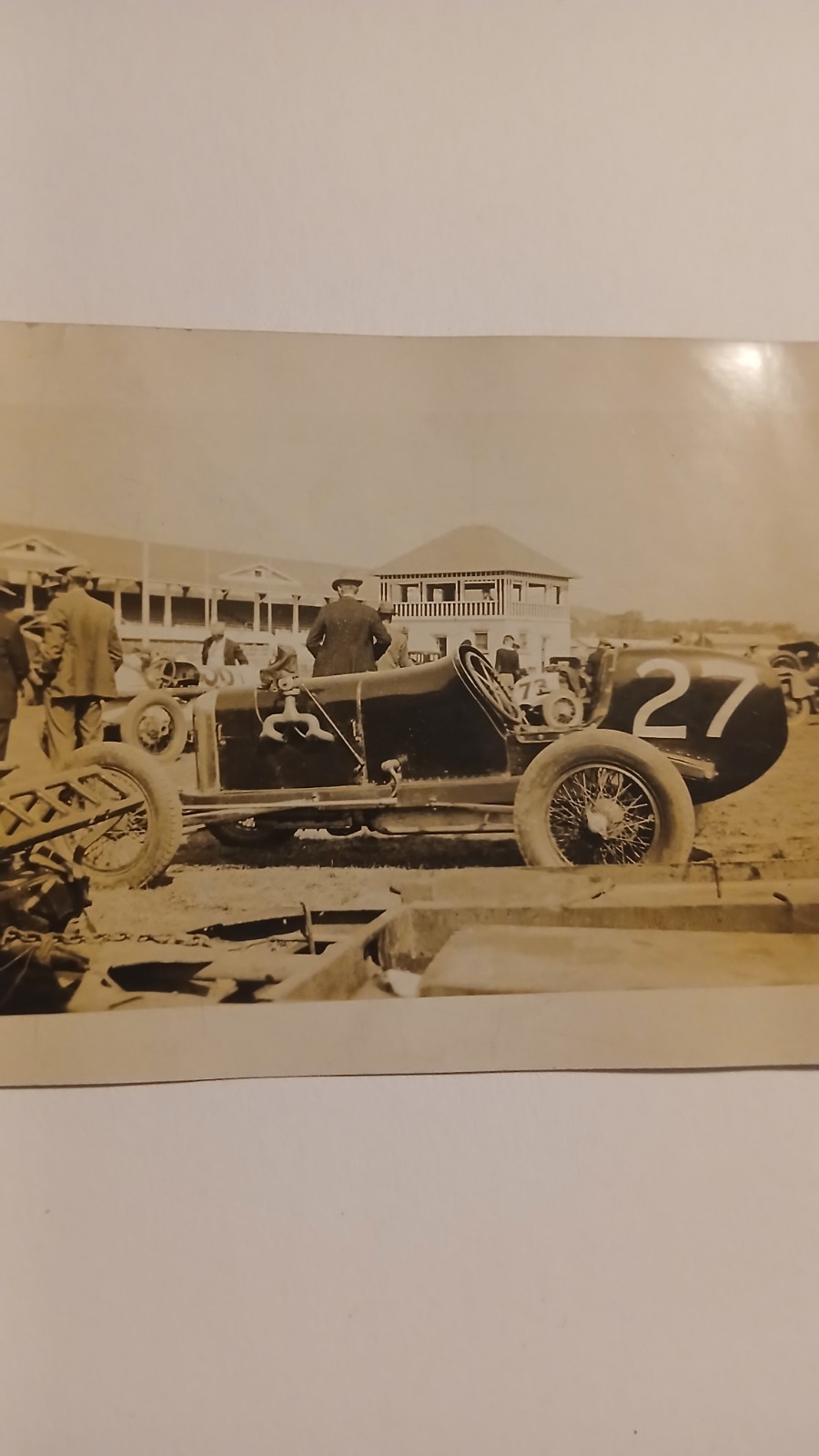 Vintage Photo 1920s Early Race Car No 27 Dirt Track Pits Speedster Grandstand Vintage Photo 1920s Early Race Car No 27 Dirt Track Pits Speedster Grandstand