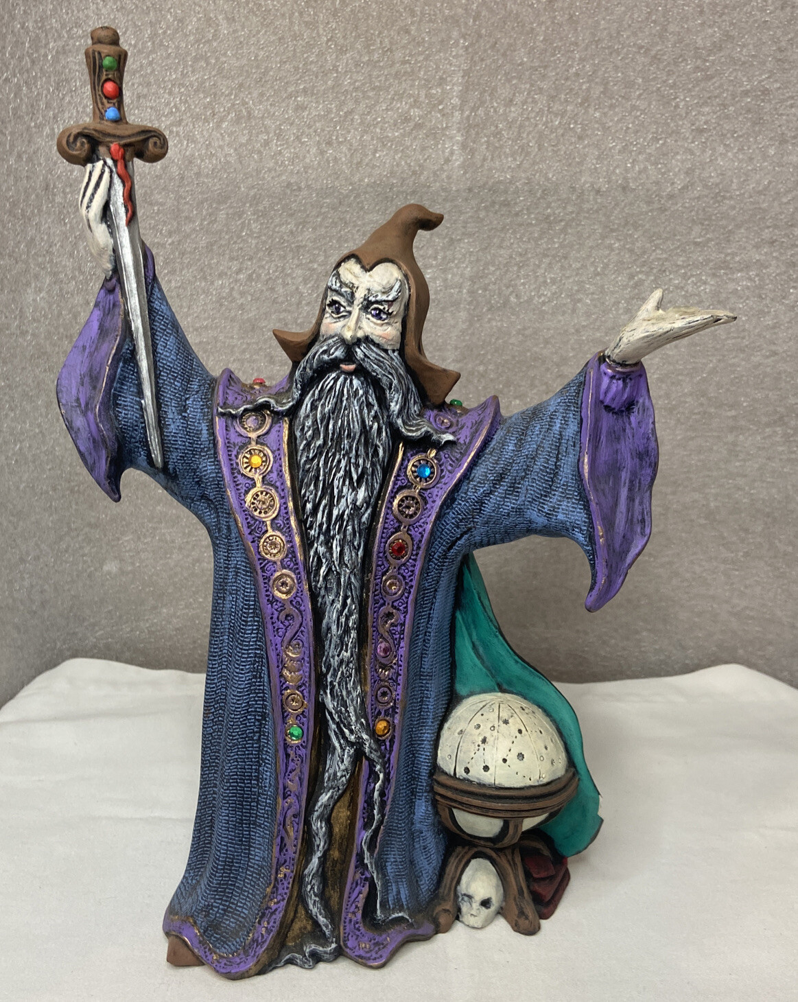 Wizard Ceramic Statue 12 Inches Tall VTG Hand Painted Alchemy Fantasy Decor Wizard Ceramic Statue 12 Inches Tall VTG Hand Painted Alchemy Fantasy Decor