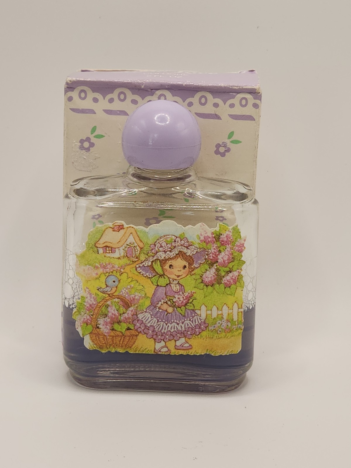 Vintage Avon Lilac Lace Cologne Little Girls Perfume 1980's Purple Cap