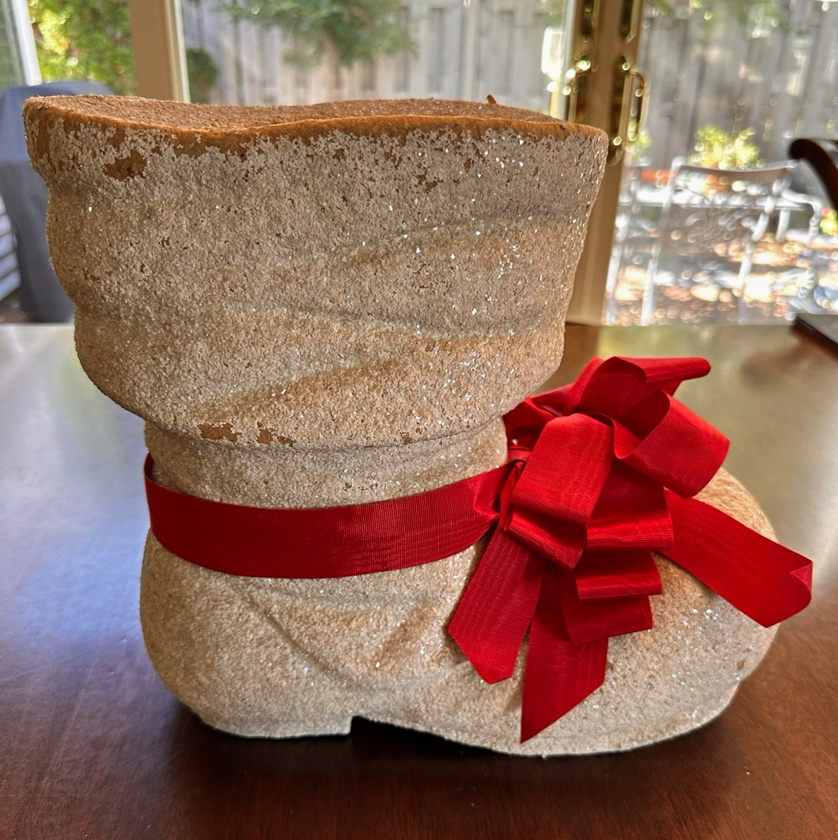 Vintage 1950s Papier Mache Santa Claus Boot Large 14” Primitive Christmas Decor