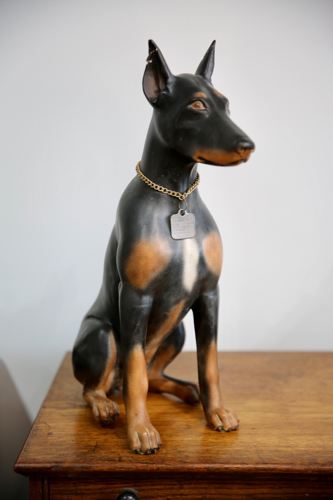Doberman Pinscher Ceramic Dog Figurine Vintage Statue 1979 countertop display Doberman Pinscher Ceramic Dog Figurine Vintage Statue 1979 countertop display