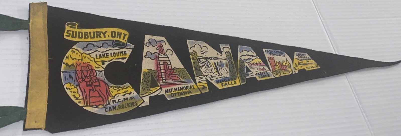 Vintage Sudbury Ontario Canada Pennant Souvenir Soft Felt RCMP Ottawa Muskoka Vintage Sudbury Ontario Canada Pennant Souvenir Soft Felt RCMP Ottawa Muskoka