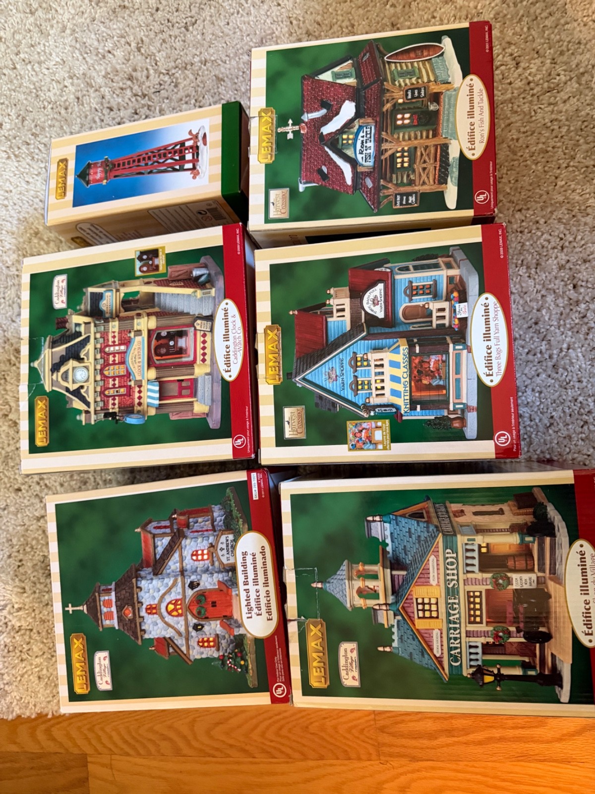 Vintage Lemax lighted villages lot of 6 in box