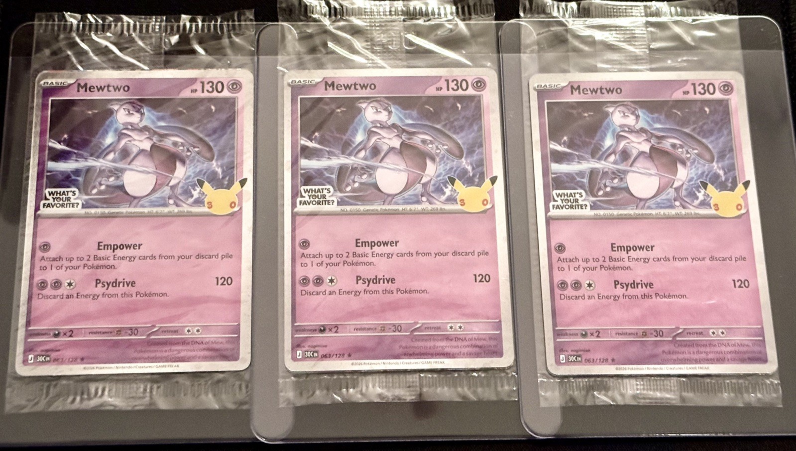 Pokemon Mewtwo promo card 063/128 Holo Classic lot of 3