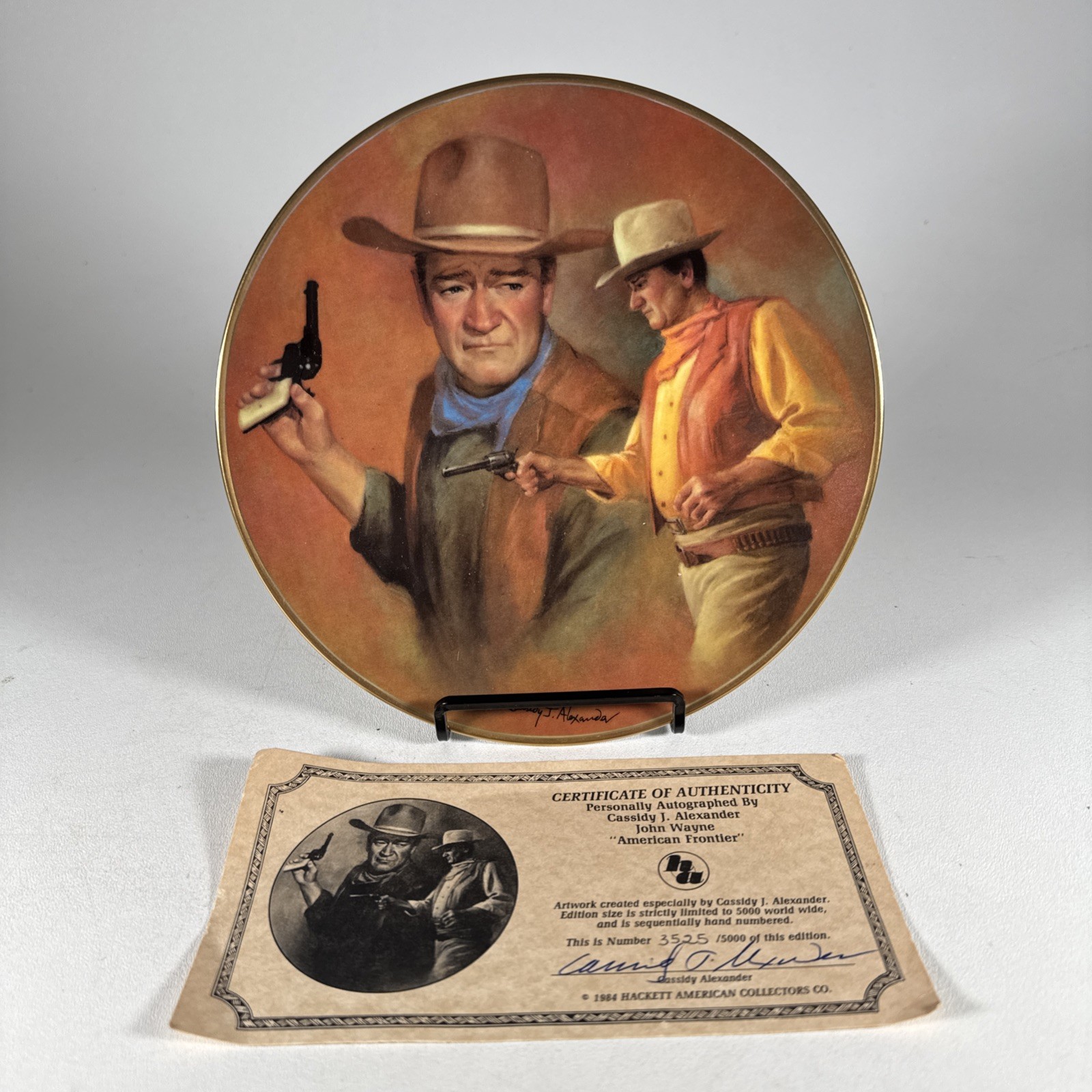 Cassidy J. Alexander Plate John Wayne "American Frontier" (The Duke) COA Cassidy J. Alexander Plate John Wayne "American Frontier" (The Duke) COA