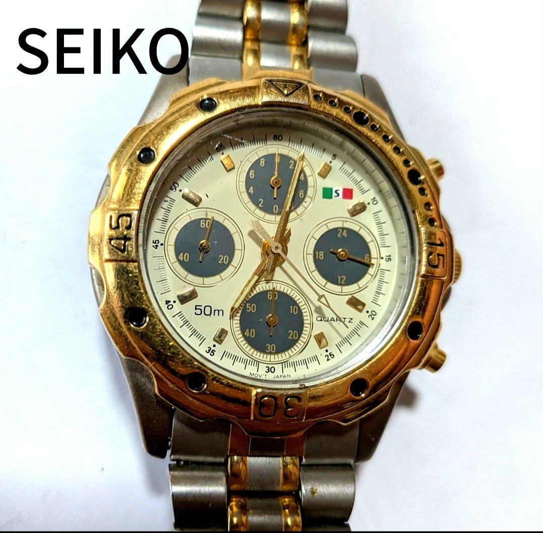 SEIKO Diver's Chronograph Two-Tone Panda Morioka Antique Rare SEIKO Diver's Chronograph Two-Tone Panda Morioka Antique Rare