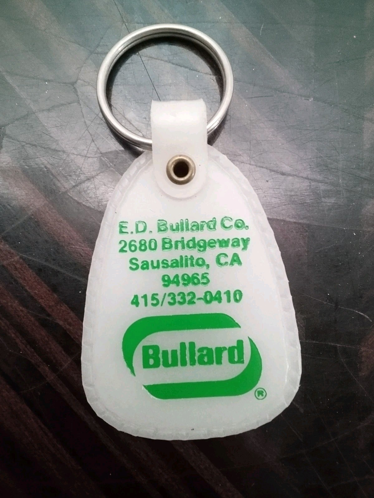 Vintage E.D. Bullard Co Sausalito CA Keychain Key Ring White Vintage E.D. Bullard Co Sausalito CA Keychain Key Ring White