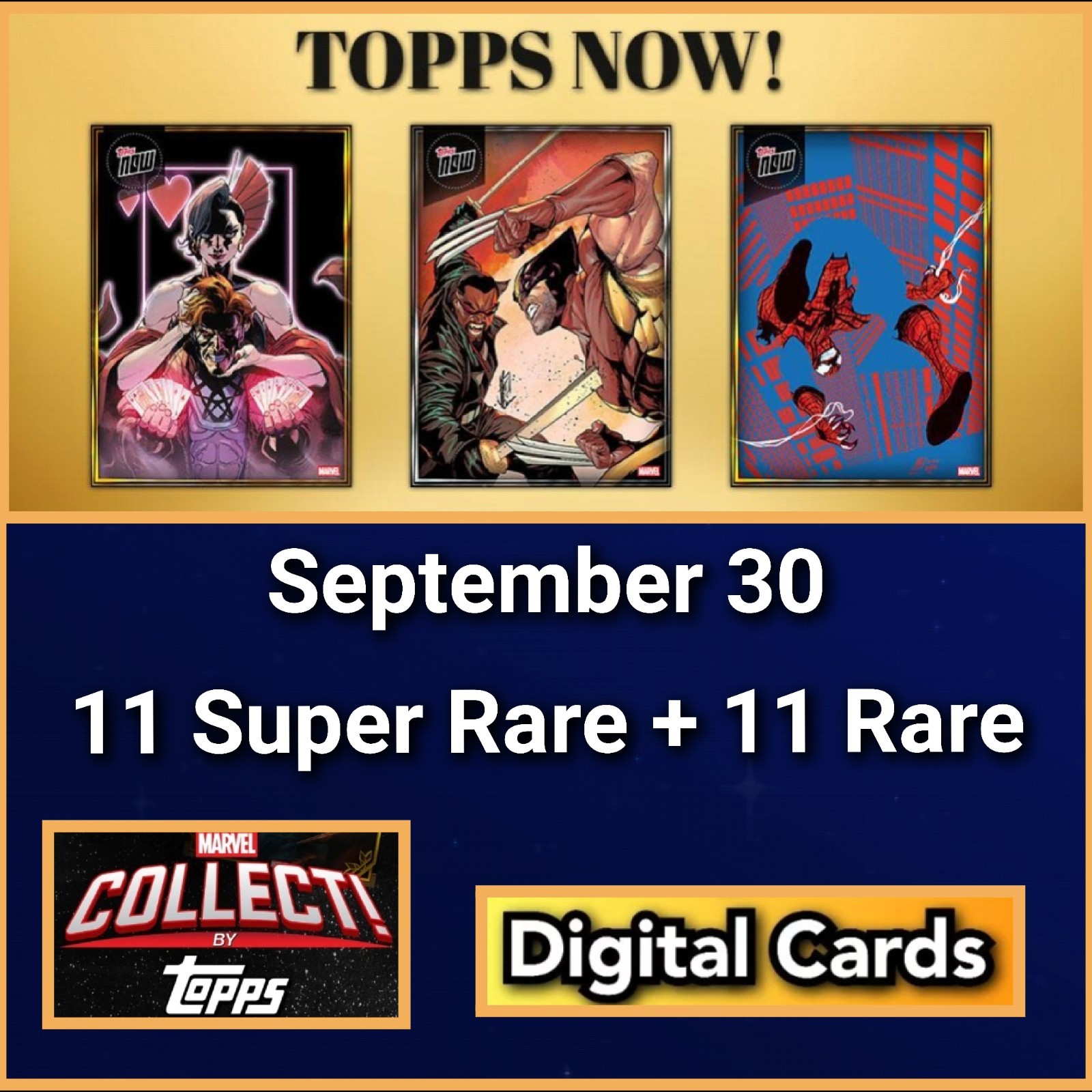 Topps Marvel Collect TOPPS NOW 2026 September 30 11 Super Rare + 11 Rare Topps Marvel Collect TOPPS NOW 2026 September 30 11 Super Rare + 11 Rare