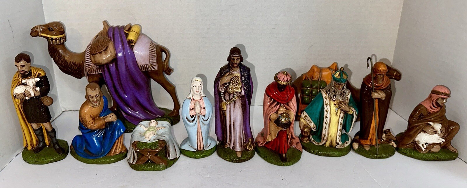 VTG Holland Mold 11 Pc Large Nativity Set Christmas Baby Jesus Camels Wise Men