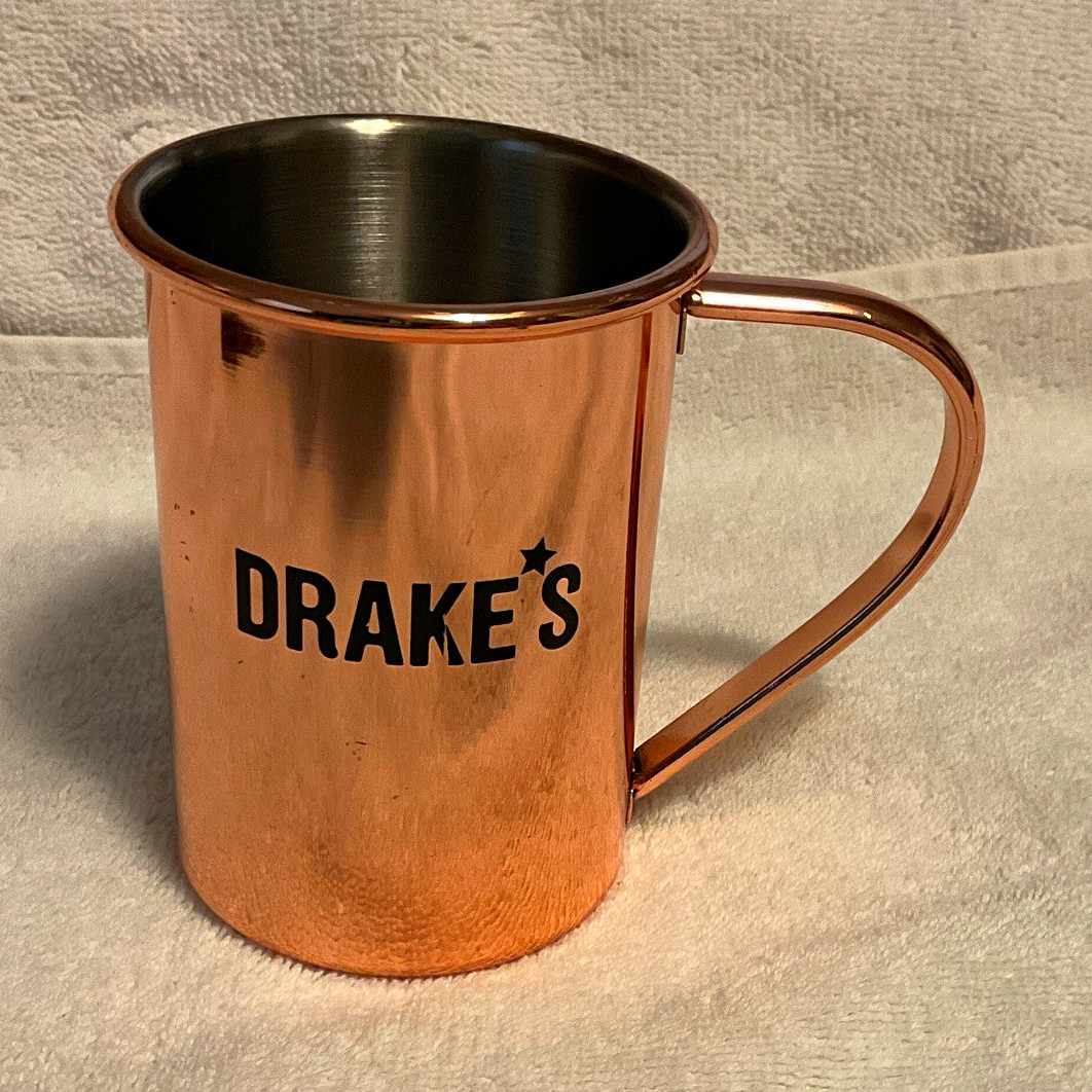 Copper & Stainless Steel Mug w/ Handle, Drake’s Logo, Hot/Cold, 1 Count