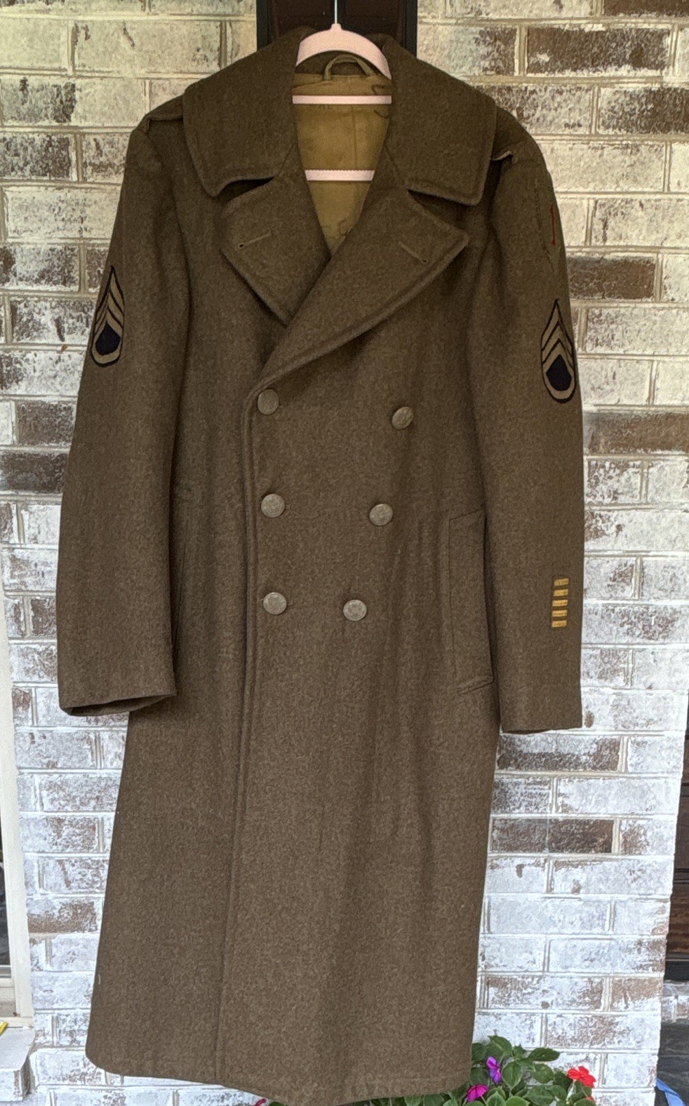 Original WWII US Army Wool Overcoat 1942 Big Red One 1st Infantry Division 38R