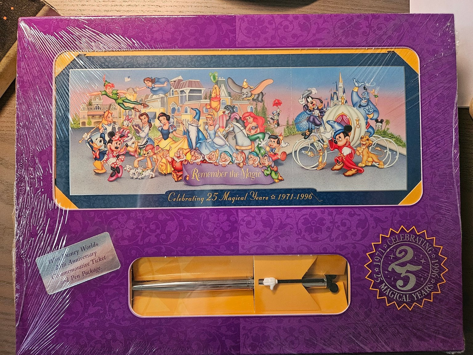 Walt Disney world 25th anniversary Commemorative ticket and pen Package Walt Disney world 25th anniversary Commemorative ticket and pen Package