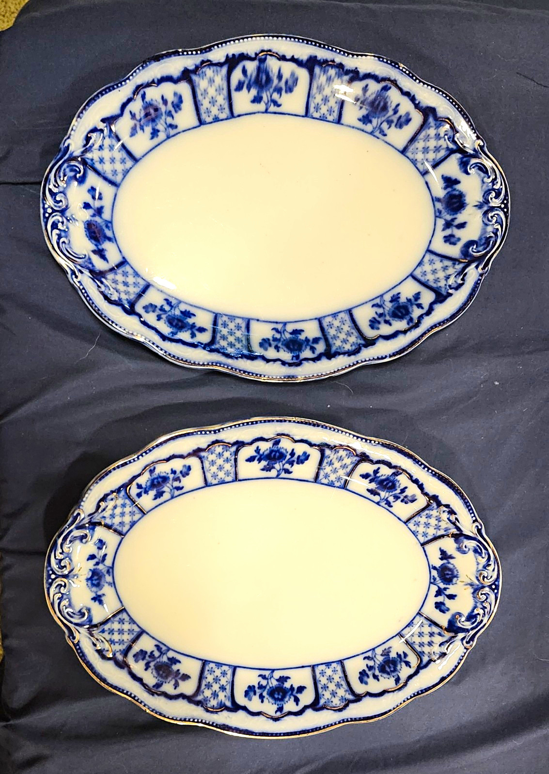 Antique, Beautiful Blue Flow Serving Platters Antique, Beautiful Blue Flow Serving Platters