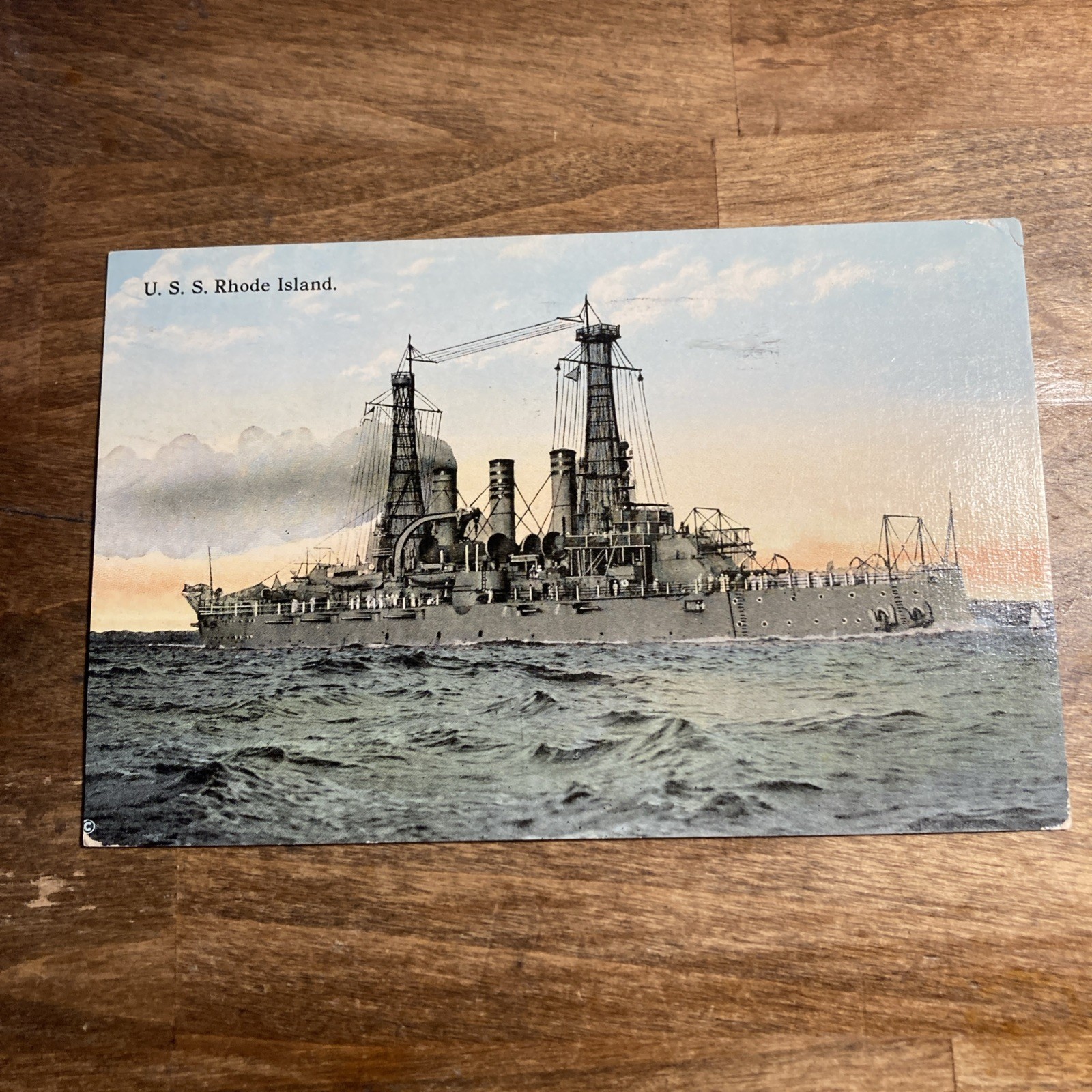 U.S.S. Rhode Island (BB-17) Battleship Navy War Ship ~ Divided, Posted U.S.S. Rhode Island (BB-17) Battleship Navy War Ship ~ Divided, Posted