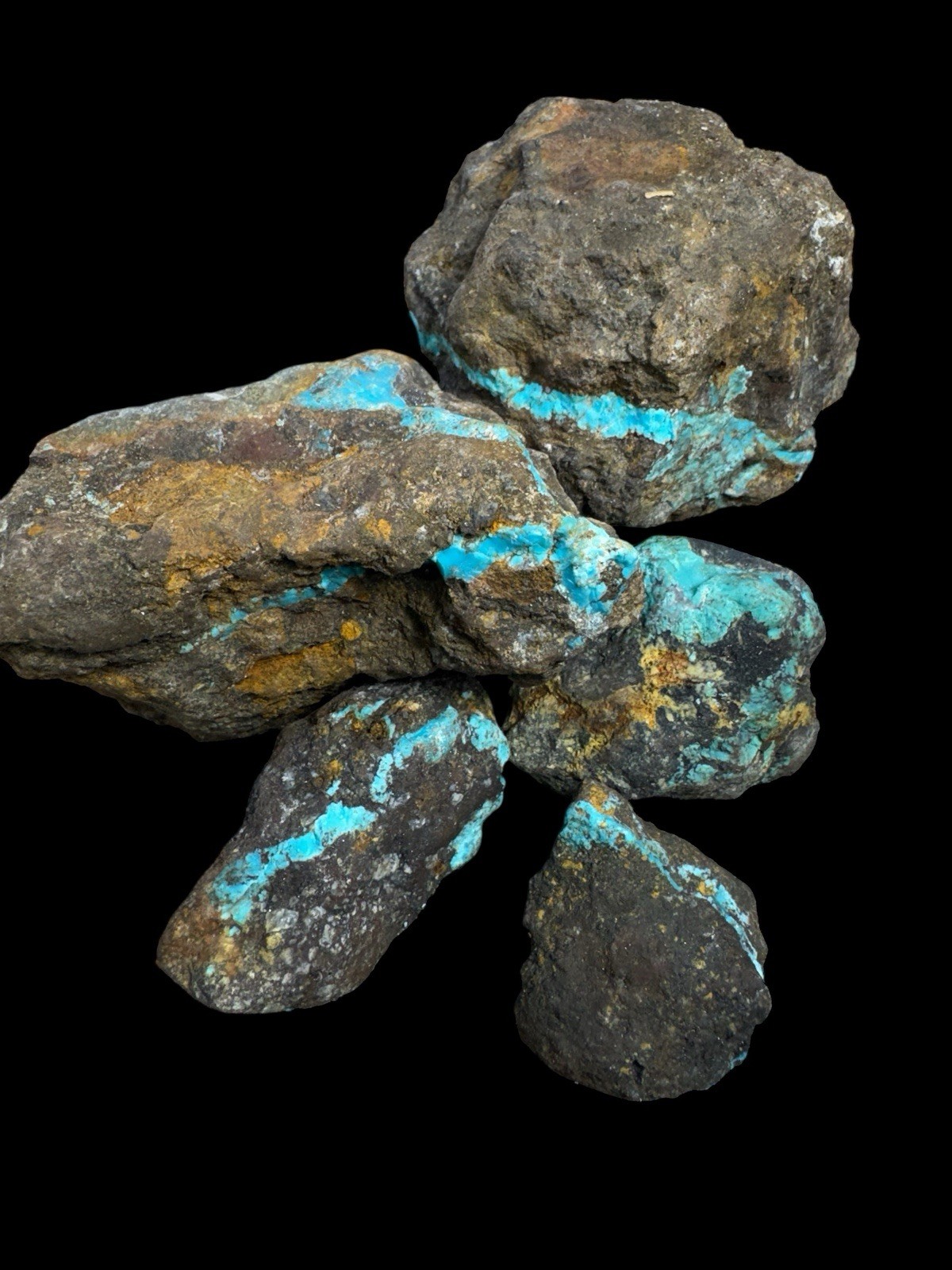 Hubei turquoise stabilized , brown and yellow host rock very nice Thick blue ban Hubei turquoise stabilized , brown and yellow host rock very nice Thick blue ban