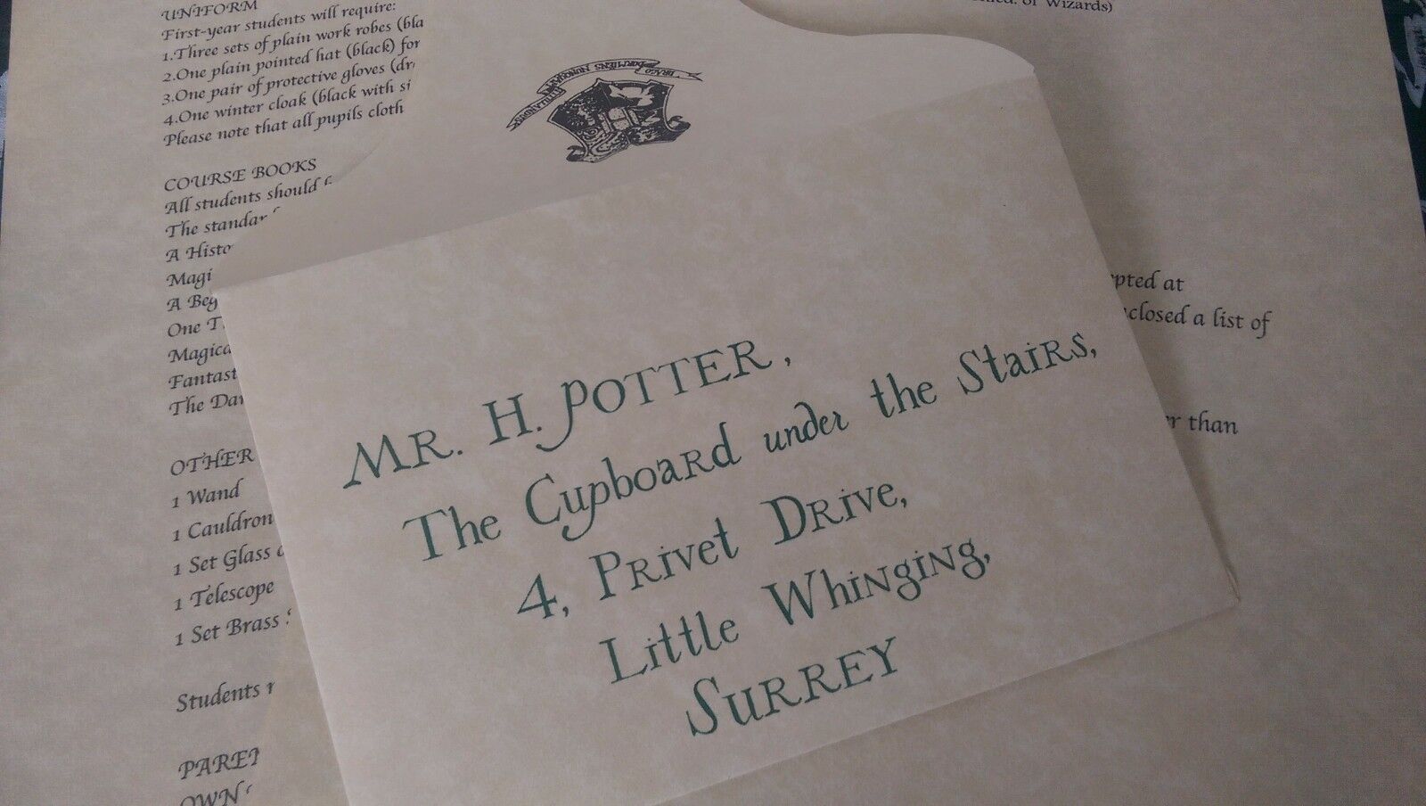 Harry Potter Personalised Acceptance Letter, Official Warner Bros Tour Parchment