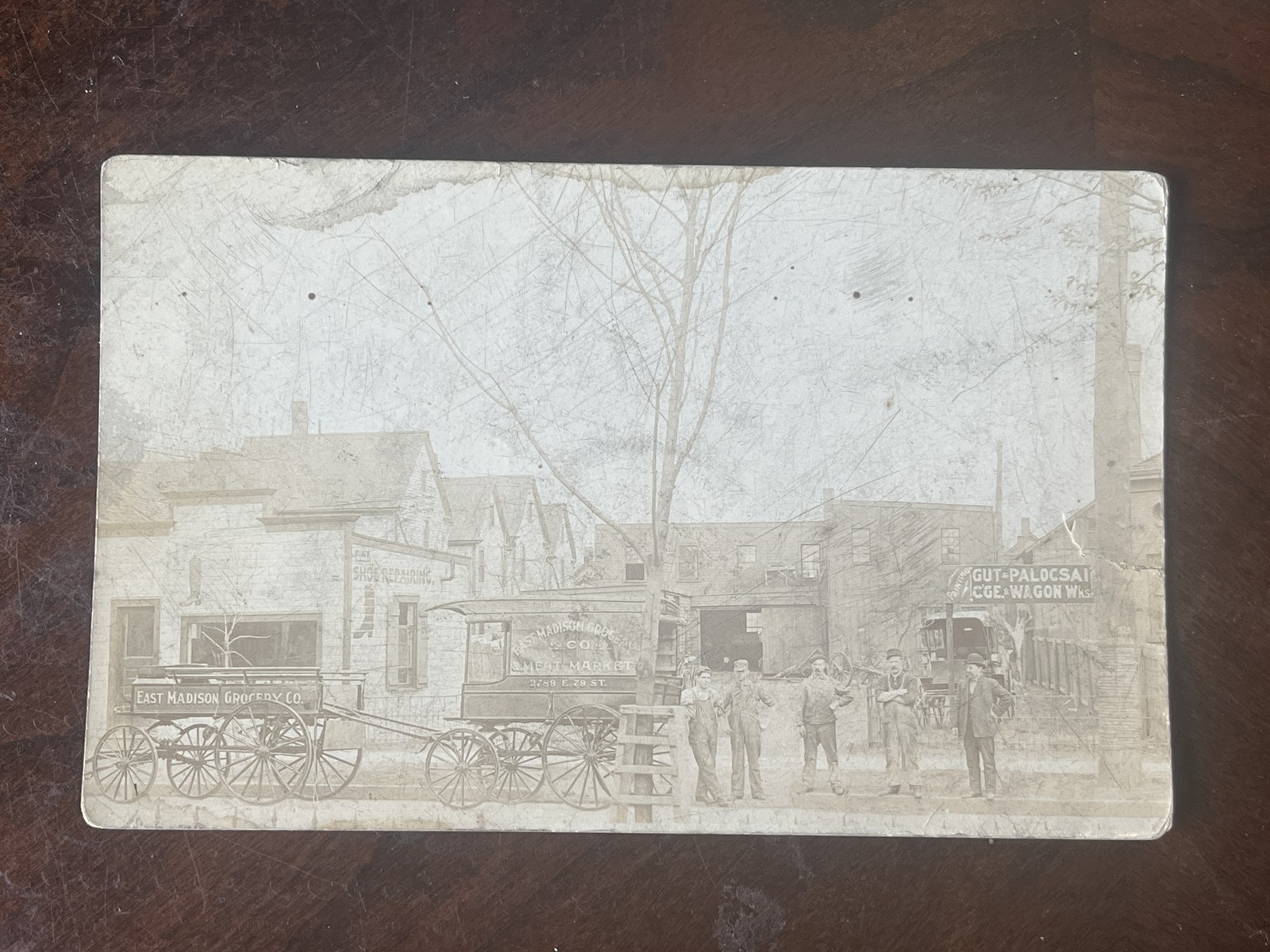 Cleveland OH East Madison Grocery Meat Market RPPC Street Scene, Real Photo