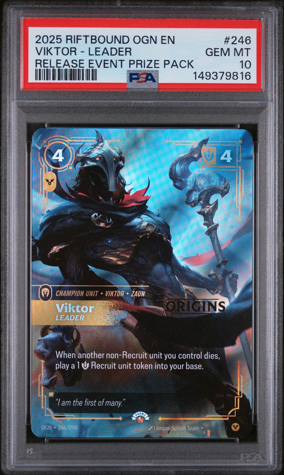 2025 RIFTBOUND: LEAGUE OF LEGENDS OGN-ORIGINS #246 VIKTOR - LEADER PSA 10 2025 RIFTBOUND: LEAGUE OF LEGENDS OGN-ORIGINS #246 VIKTOR - LEADER PSA 10