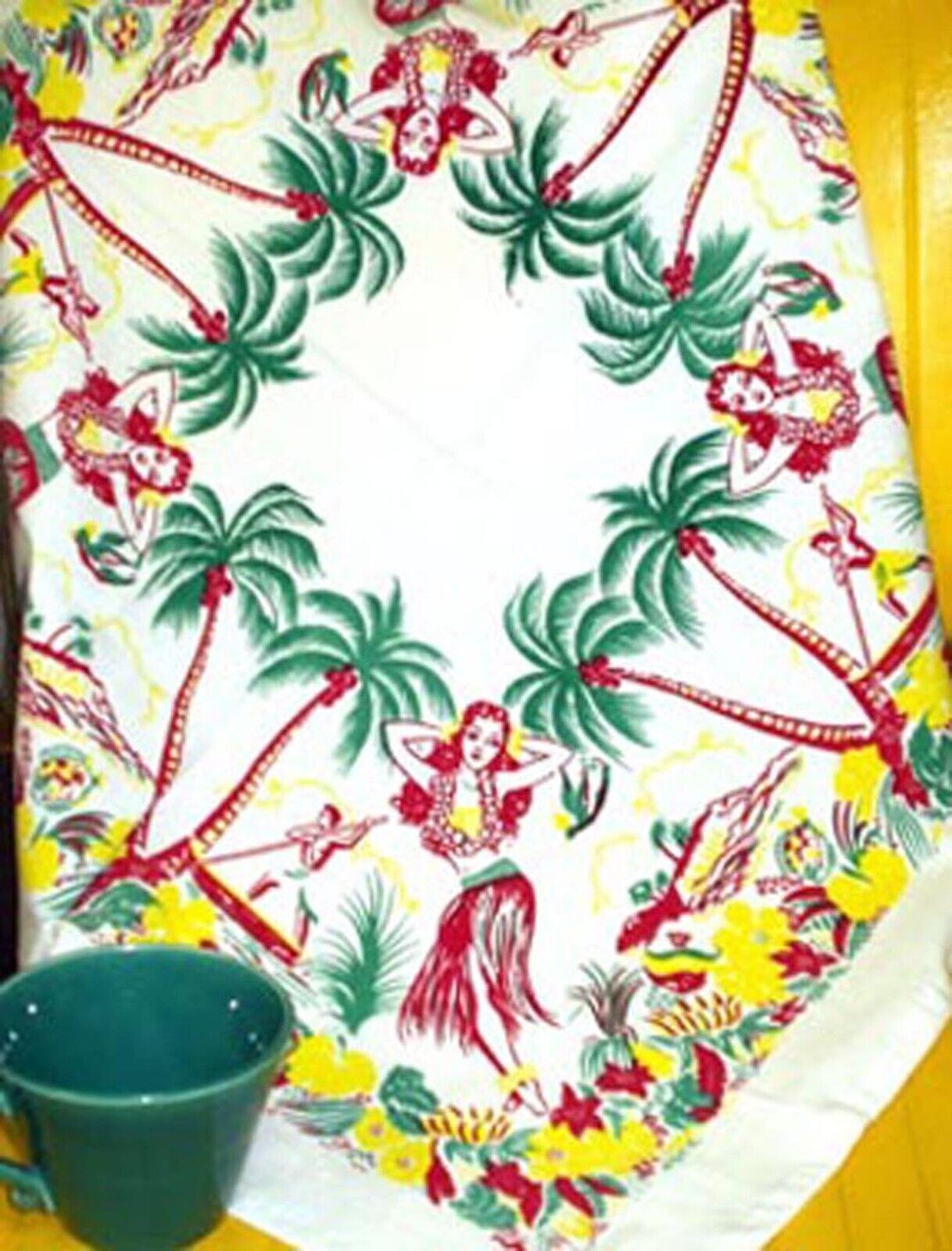 ReTrO VTG Style Oahu Hawaii Hawaiian Souvenir Flour Sack Tea Towel Kitchen Tiki