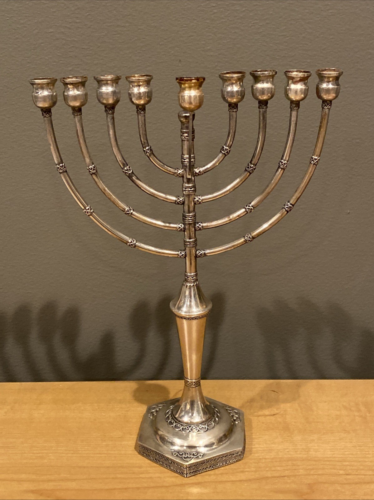 Vintage Sterling Silver Movable Branches Menorah Israel, 186g, 7"x10”