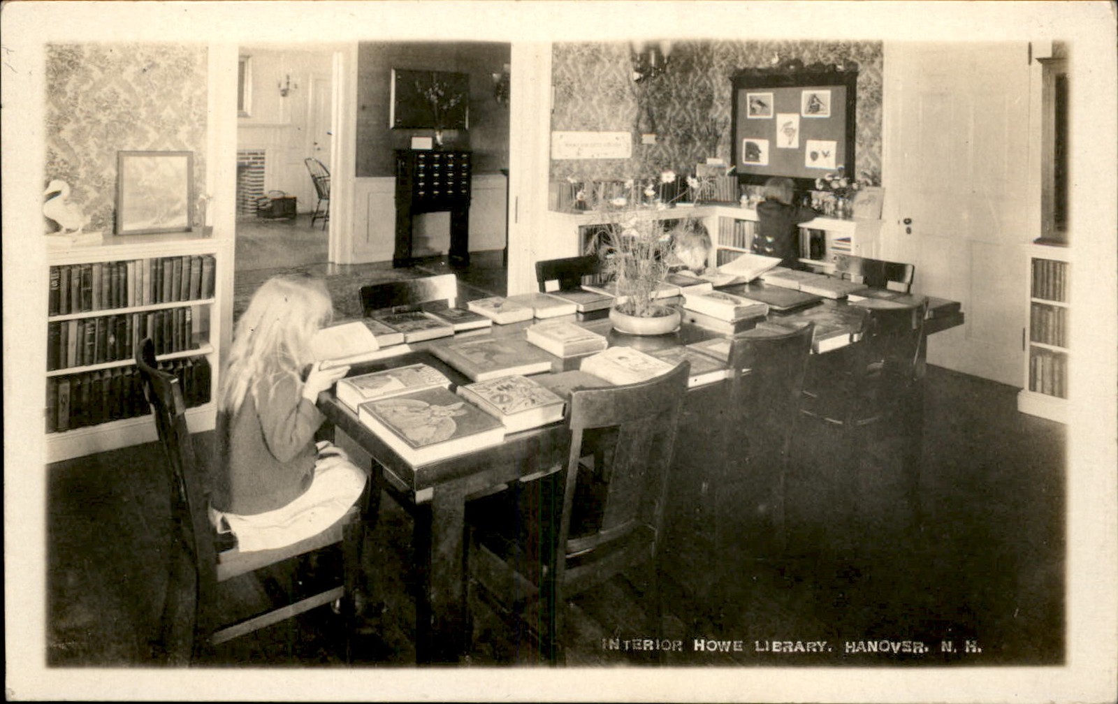 Hanover NH Library Little Girl Reading Visible Children's Books c1920 RPPC