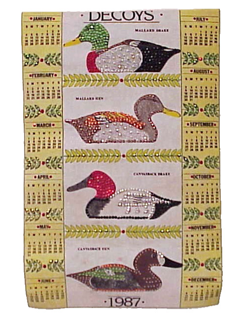 VINTAGE 1987 DUCK DECOYS CALENDAR MALLARD DRAKE MALLARD HEN CANVASBACK DRAKE HEN