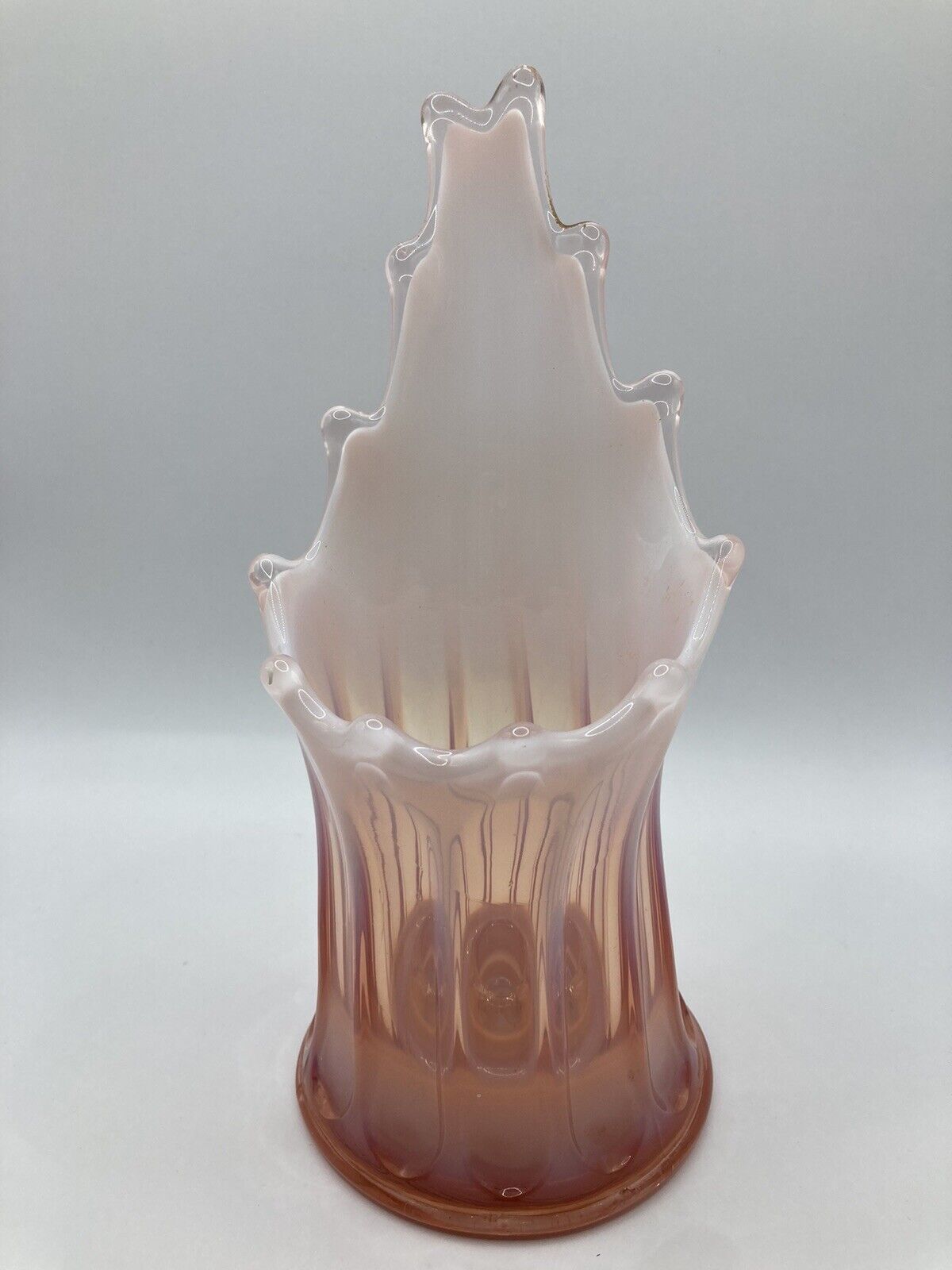 Vintage Fostoria Pink Opalescent Glass Heirloom Candlestick Holder EUC USA