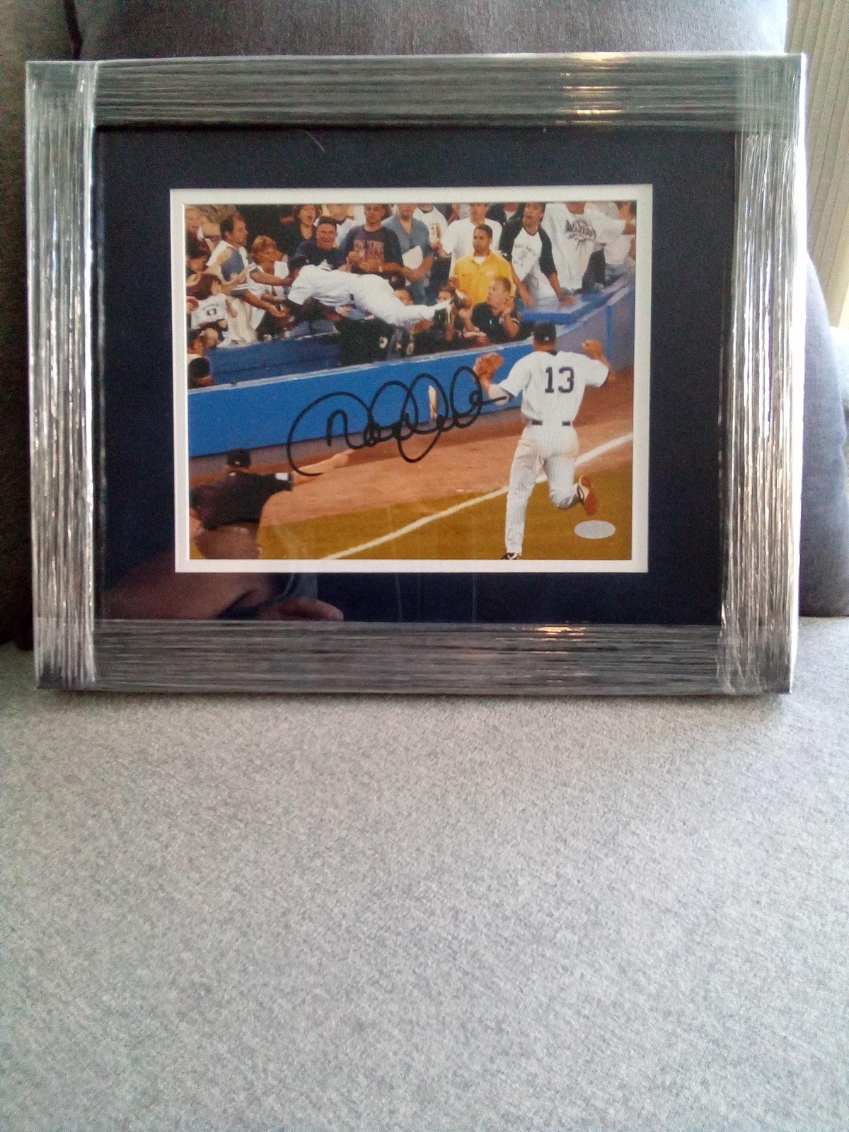 Derek Jeter Signed Autographed Diving Into Stands 10x8 Framed Photo Steiner COA Derek Jeter Signed Autographed Diving Into Stands 10x8 Framed Photo Steiner COA