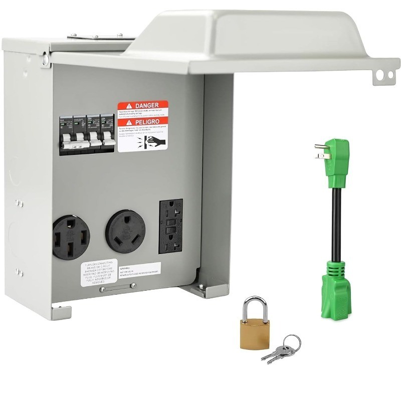 RV Temporary Power Outlet Panel Breaker, ETL Listed 20 30 50 Amp RV Receptacle RV Temporary Power Outlet Panel Breaker, ETL Listed 20 30 50 Amp RV Receptacle