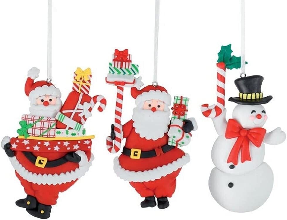 Santa and Snowman Clay Dough Ornaments