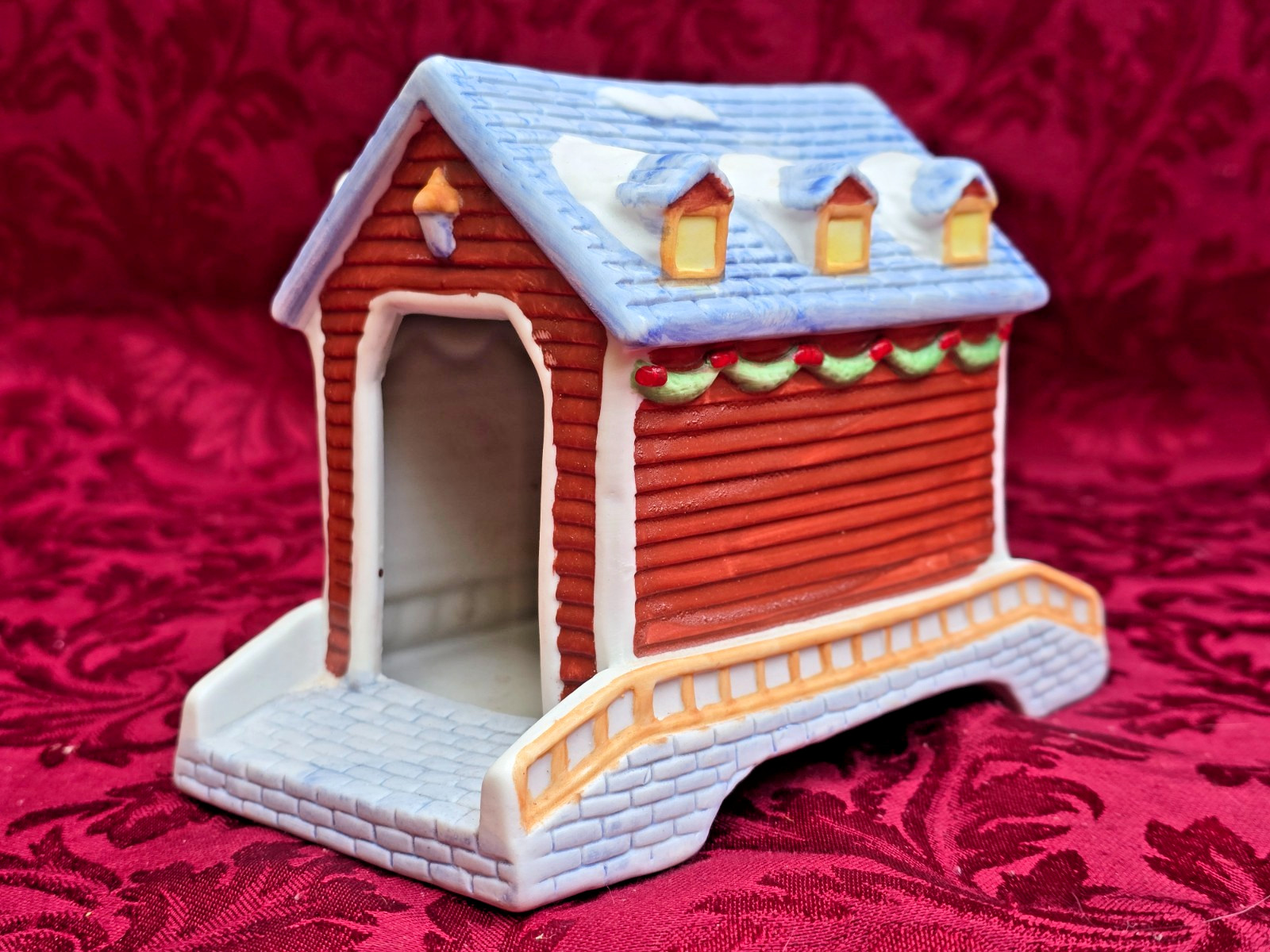 Vintage 1991 Santa's Best "Covered Bridge" Christmas Village Accessory Vintage 1991 Santa's Best "Covered Bridge" Christmas Village Accessory