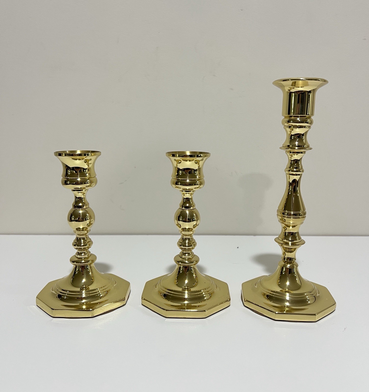 3 Vintage Baldwin Made In USA 5” Solid Brass Candlesticks Set ~ Colonial Classic 3 Vintage Baldwin Made In USA 5” Solid Brass Candlesticks Set ~ Colonial Classic