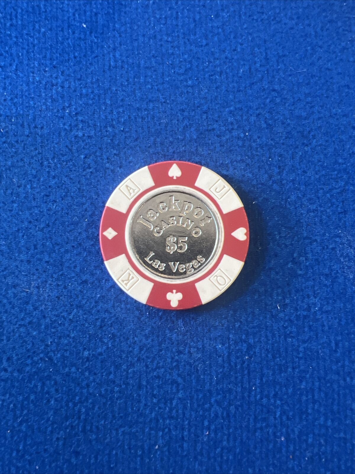 $5 JACKPOT CASINO Las Vegas Nevada Red + FREE Mystery Bonus Poker Chip