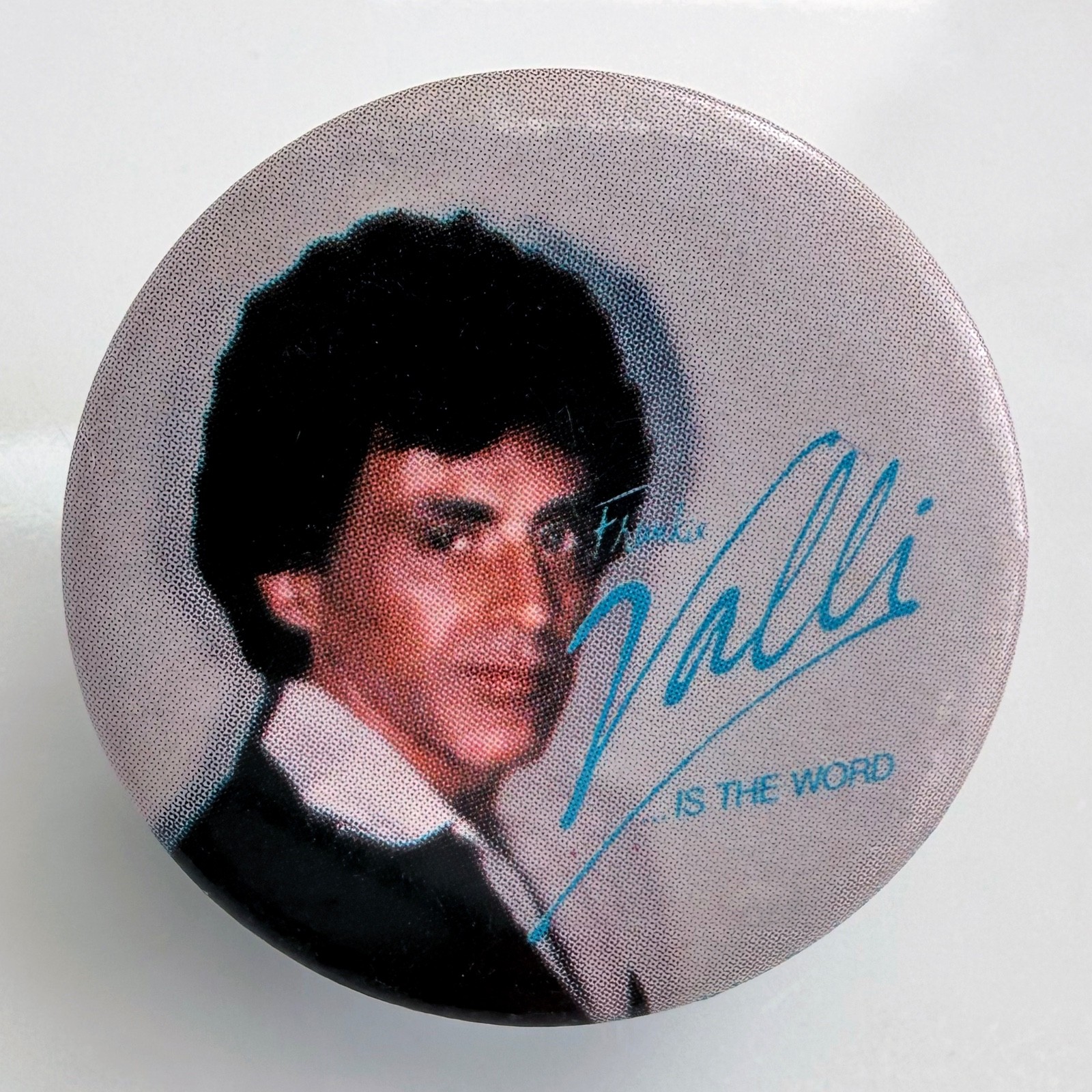 Vintage 1978 FRANKIE VALLI Warner Bros promo pin Is The Word button GREASE 1.25" Vintage 1978 FRANKIE VALLI Warner Bros promo pin Is The Word button GREASE 1.25"