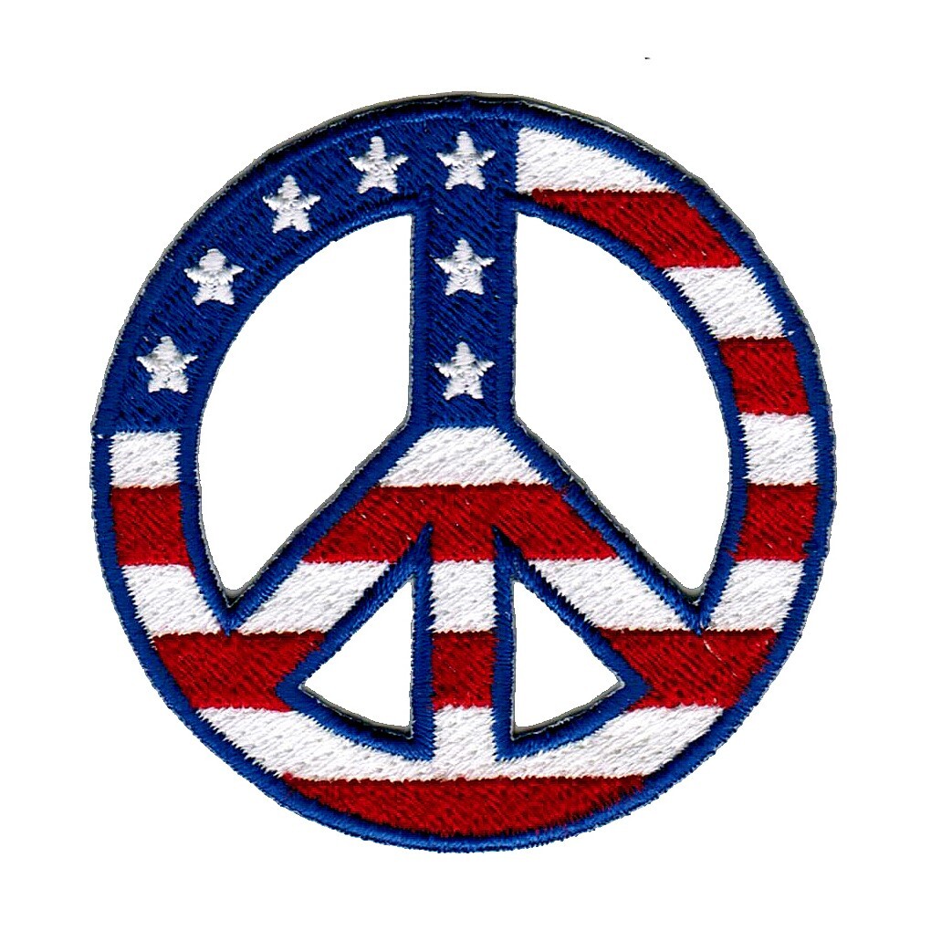 PEACE SIGN PATCH HIPPIE ANTI-WAR USA embroidered iron-on AMERICAN FLAG EMBLEM PEACE SIGN PATCH HIPPIE ANTI-WAR USA embroidered iron-on AMERICAN FLAG EMBLEM