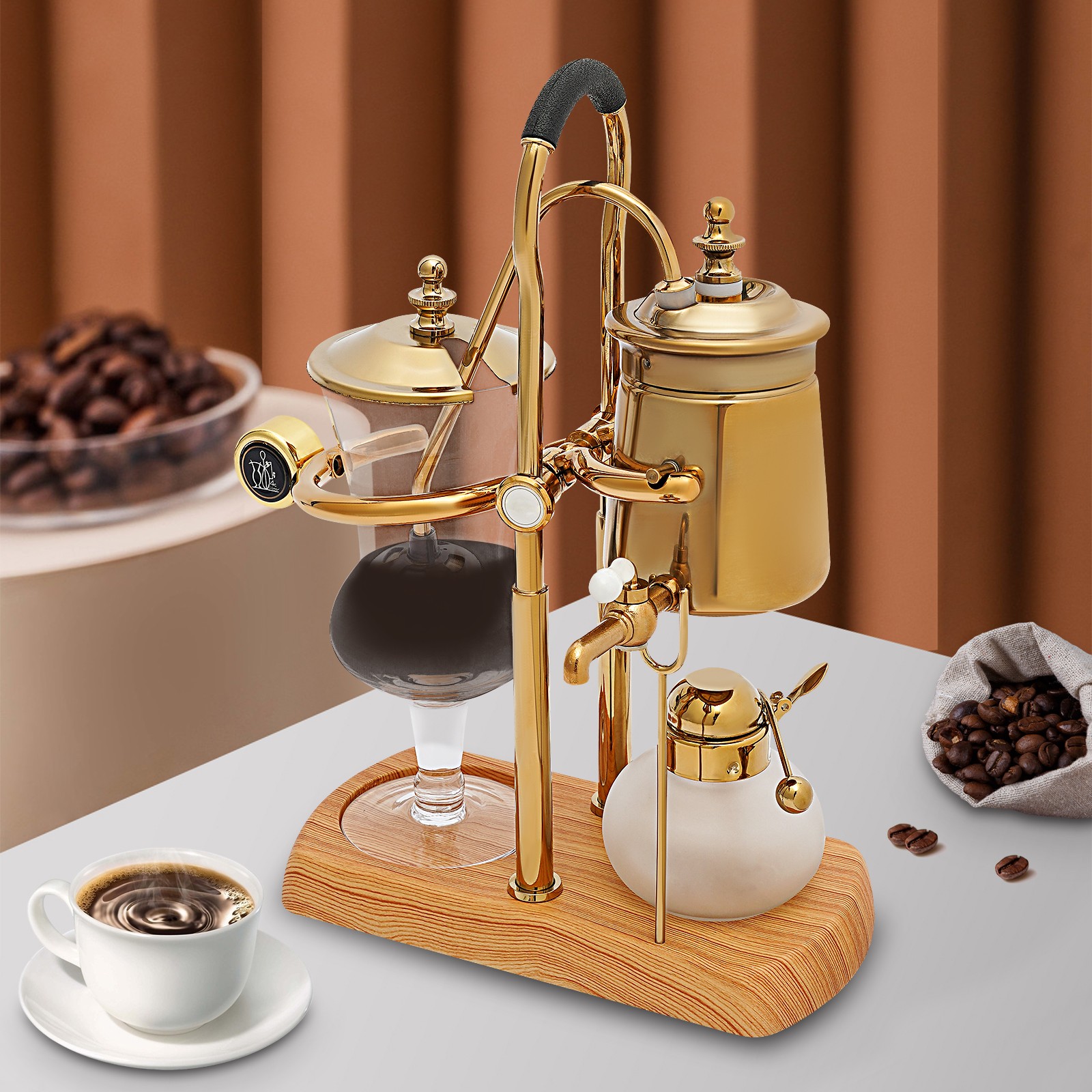 15OZ Royal Belgian Belgium Balance Syphon Coffee Maker Siphon Brewer Golden HOT~ 15OZ Royal Belgian Belgium Balance Syphon Coffee Maker Siphon Brewer Golden HOT~