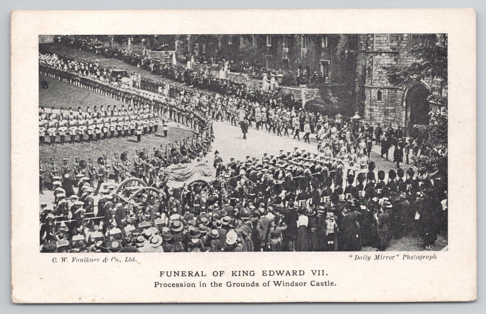 Postcard Funeral King Edward VII Procession Windsor Castle Faulkner Postcard Funeral King Edward VII Procession Windsor Castle Faulkner