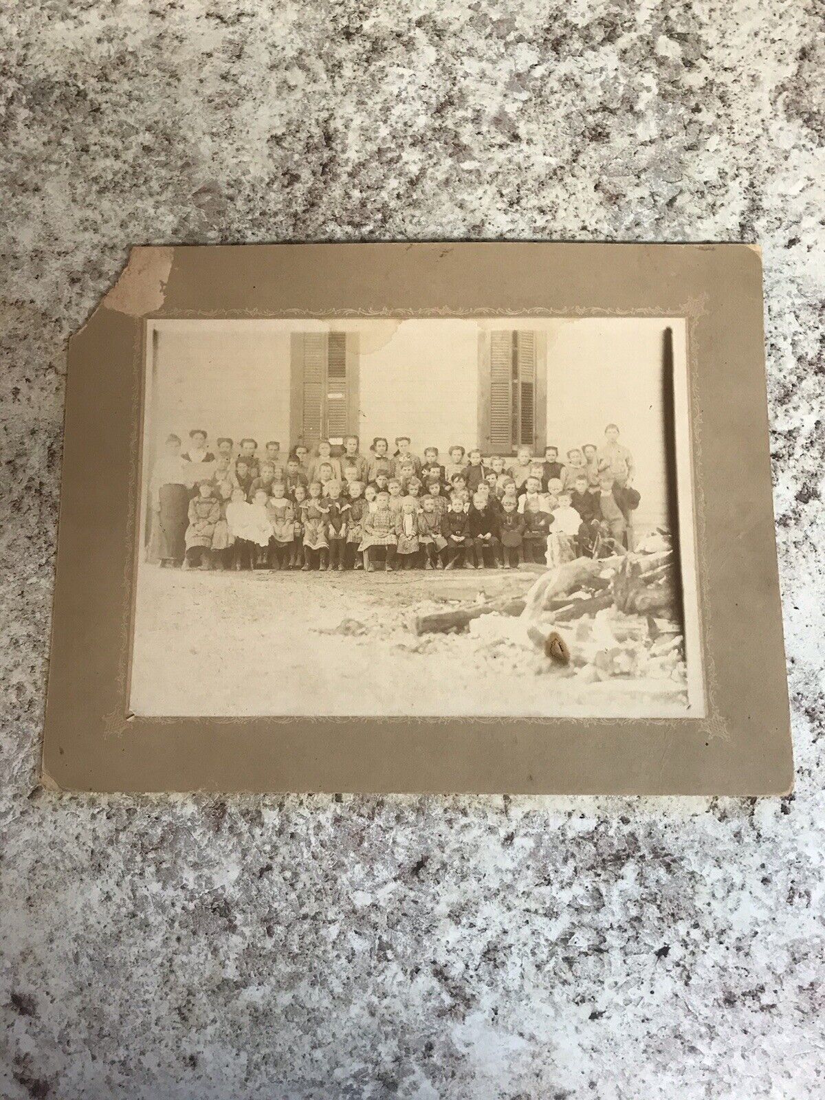 Vintage Photo School Children Teachers  7x9” CABINET PHOTO CARD Photograph
