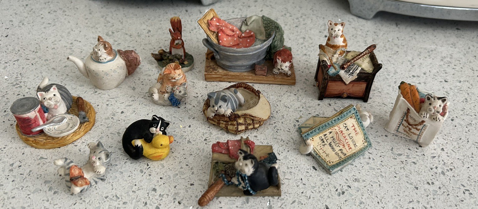 X12 Vintage bundle Peter Fagan Mini Cat Collection figures kitten ball squirrel X12 Vintage bundle Peter Fagan Mini Cat Collection figures kitten ball squirrel