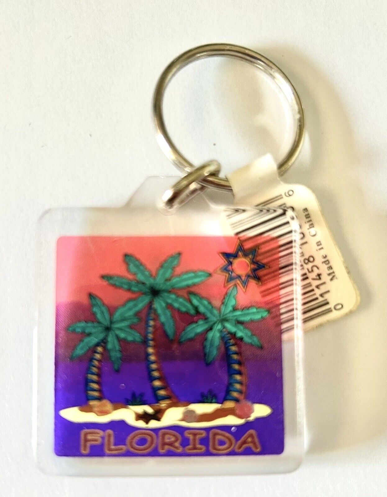 Florida Palm Trees Pink Purple Vintage 1993 Souvenir
