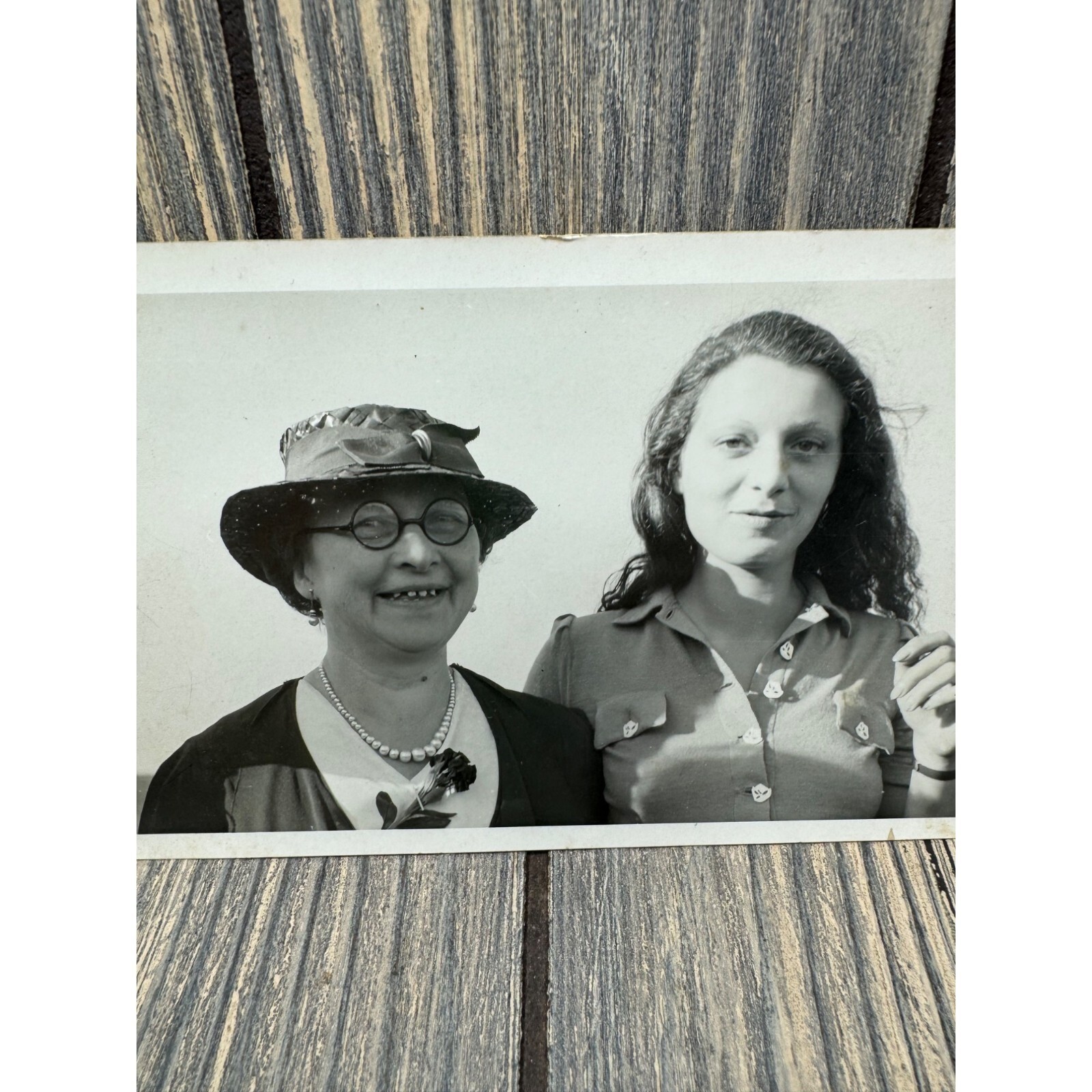 Vintage Black & White Photo Postcard Of Two Women With Glasses & Hat Vintage Black & White Photo Postcard Of Two Women With Glasses & Hat