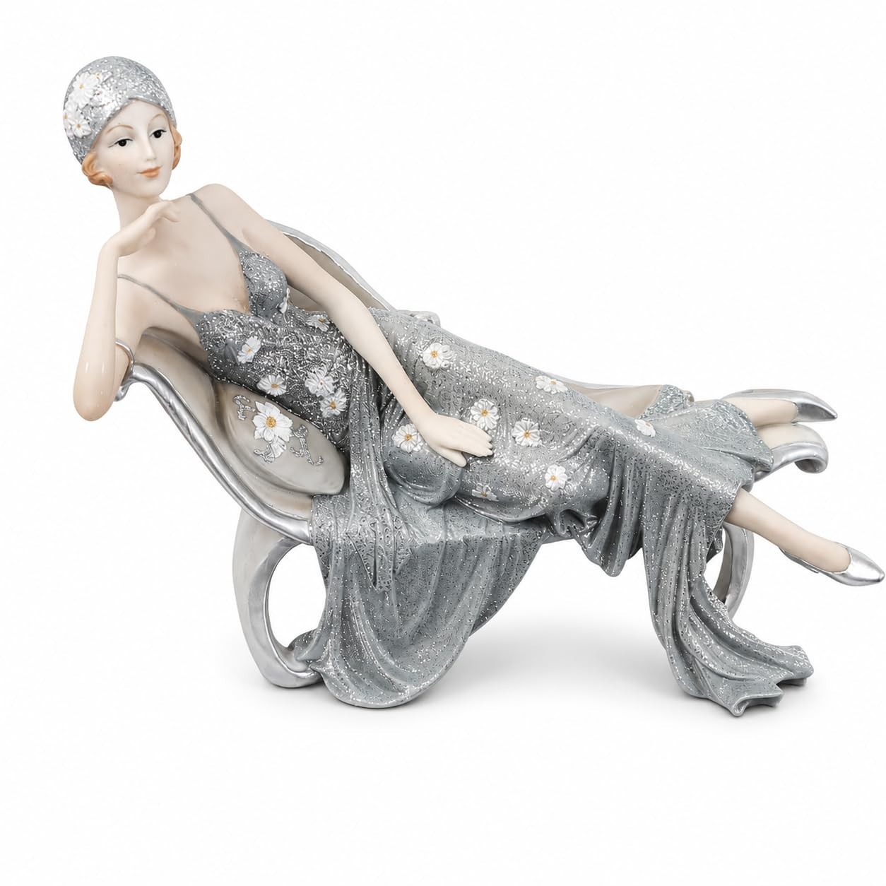 Comfy Hour Glamour Victorian Lady Figurine on Chair, Resin, 9-inch Height, Gray Comfy Hour Glamour Victorian Lady Figurine on Chair, Resin, 9-inch Height, Gray