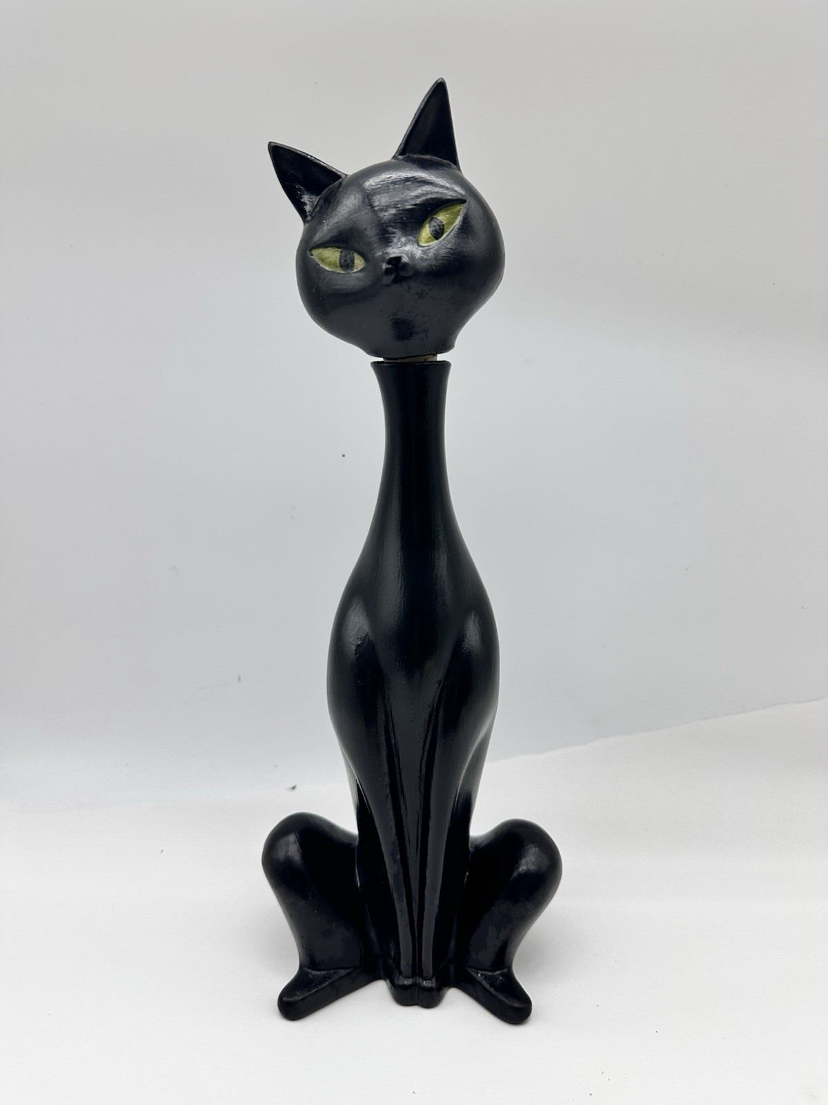 Vintage Arnels MCM Black Cat Long Neck Cat Lidded decanter Bottle 14.5in Vintage Arnels MCM Black Cat Long Neck Cat Lidded decanter Bottle 14.5in