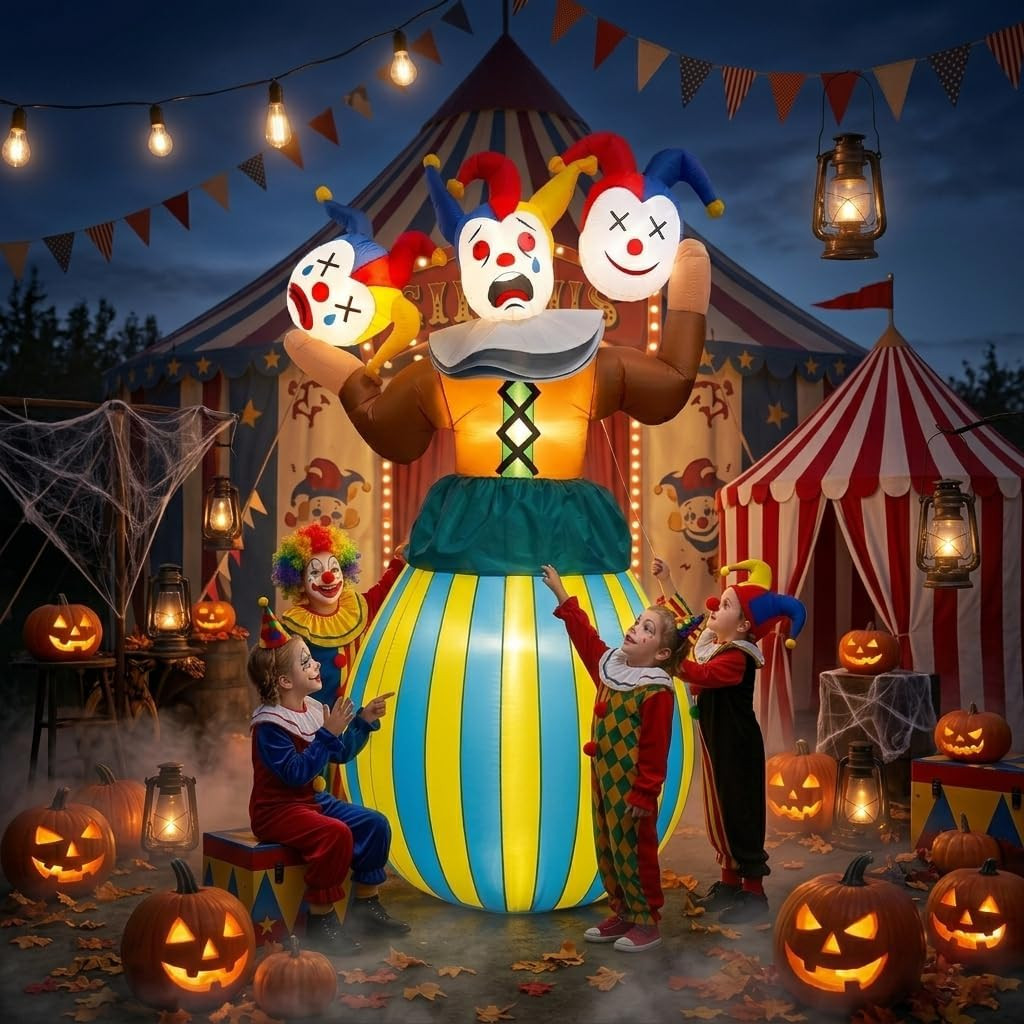 8FT Giant Halloween Inflatables Outdoor Blow up 3 Headed Clown 8FT Giant Halloween Inflatables Outdoor Blow up 3 Headed Clown