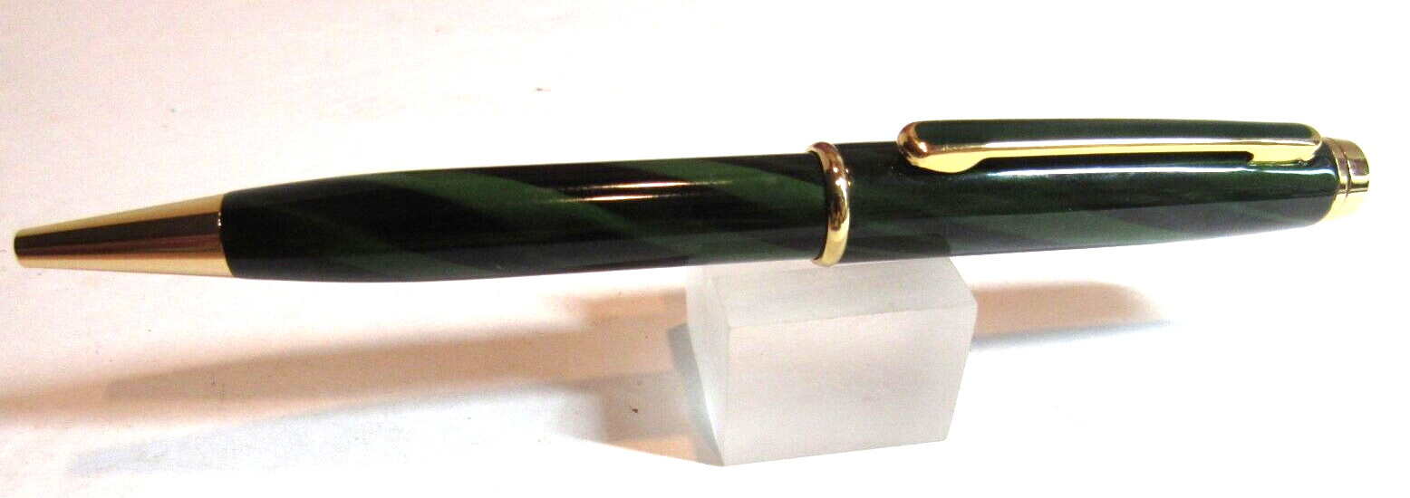 Terzetti Green Swirl Metal Brass Ballpoint Pen+Pouch-new '2023 Terzetti Green Swirl Metal Brass Ballpoint Pen+Pouch-new '2023