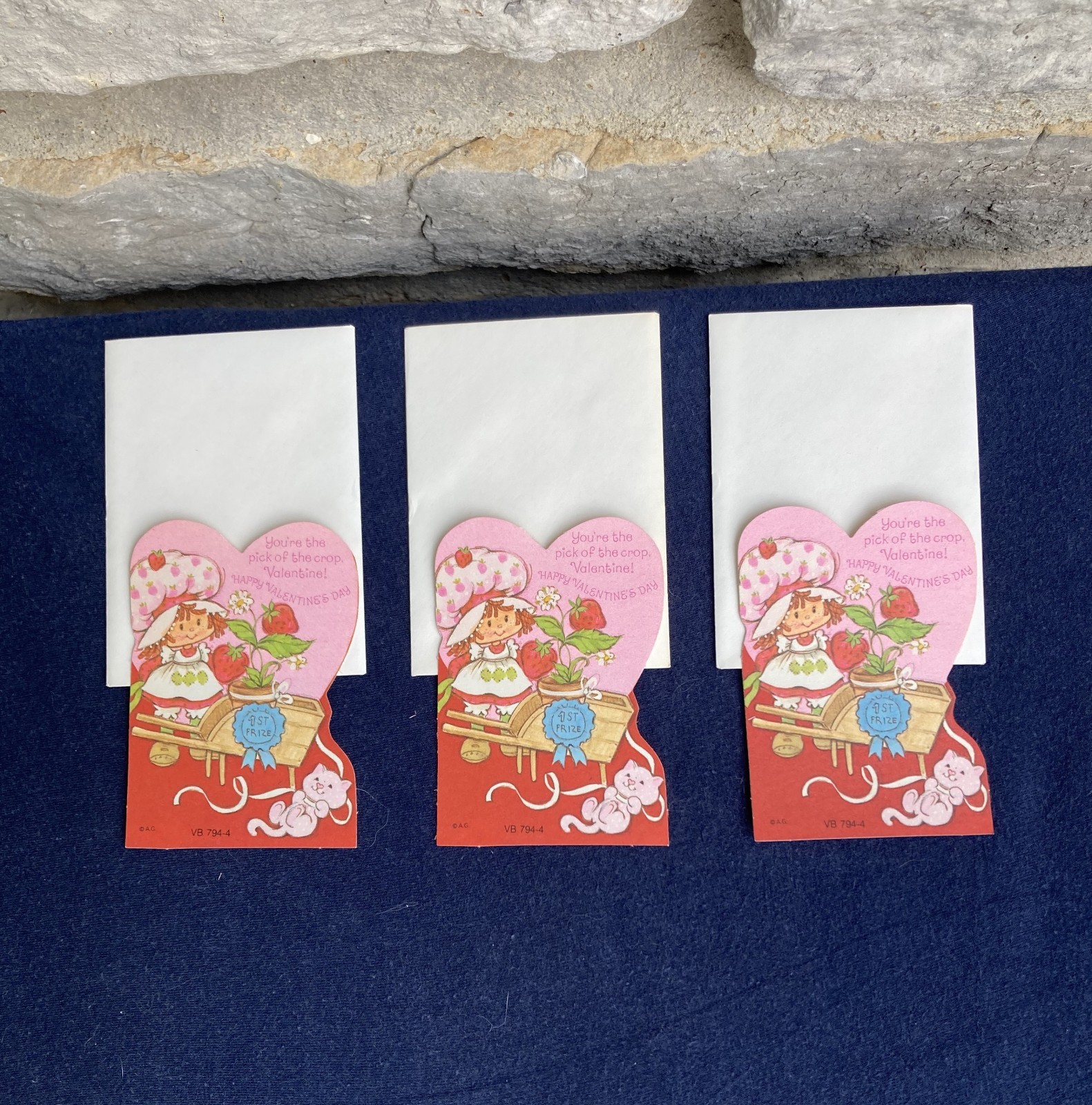 Strawberry Shortcake Valentines Vintage 80's - 3 Cards & 3 Envelops - NEW Unused Strawberry Shortcake Valentines Vintage 80's - 3 Cards & 3 Envelops - NEW Unused